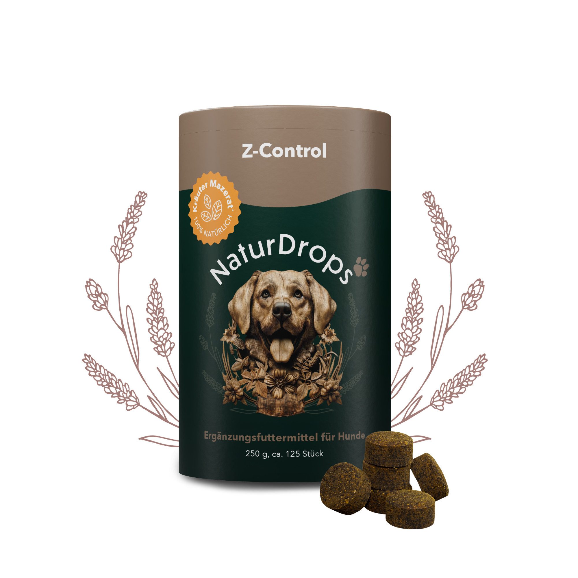 NaturDrops Z-Control Natürlicher Zeckenschutz für deinen Hund, Nahrungsergänzungsmittel für: Hunde