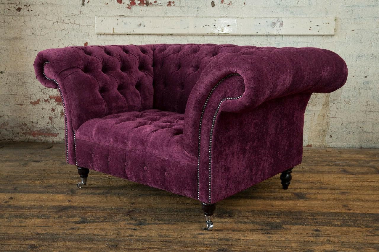Xlmoebel Chesterfield-Sessel Einzelsofa Chesterfield in Bordeaux aus Stoff - 1,5-Sitzer (Sofa 1,5 Sitzer), Hergestellt in Europa