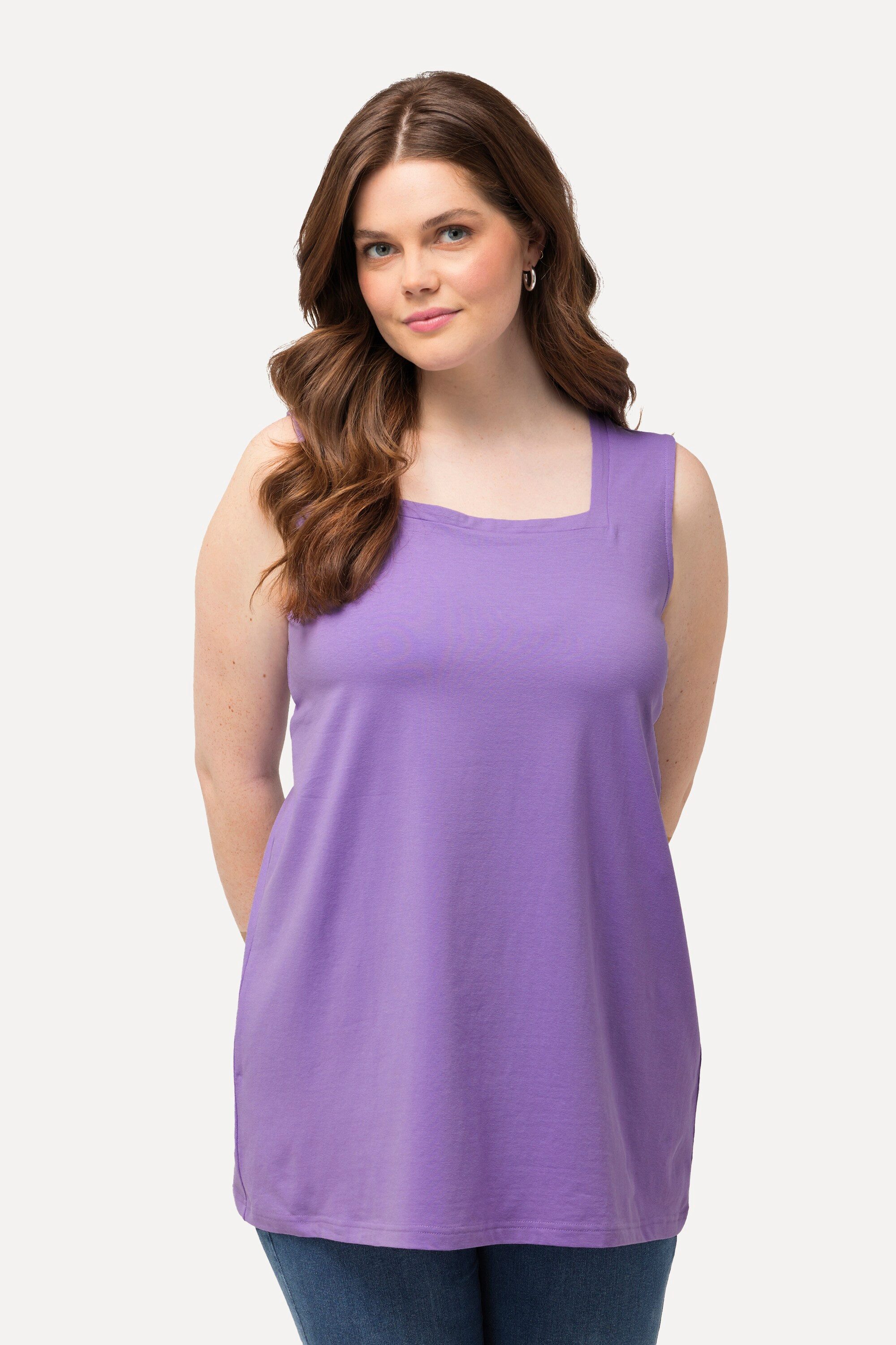 Ulla Popken Longshirt Longtop Classic Fit Carré-Ausschnitt ärmellos günstig online kaufen