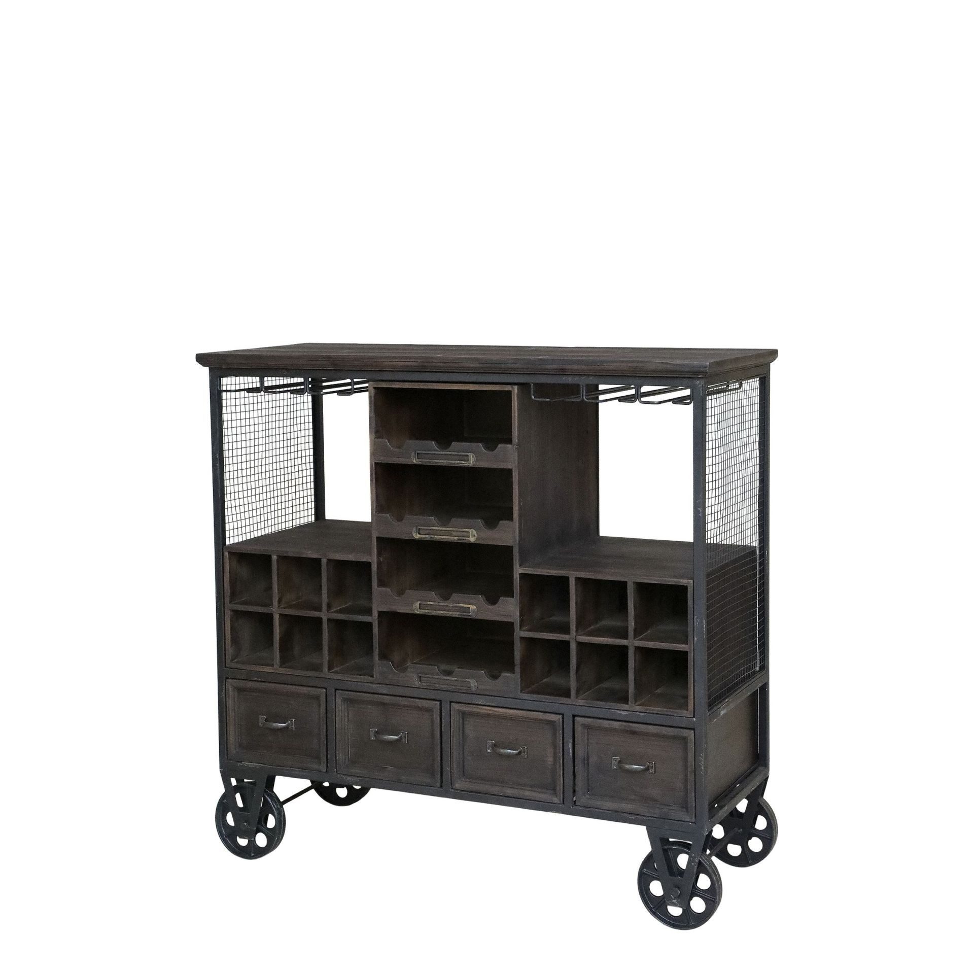 Chic Antique Servierwagen Vintage Hausbar Barwagen Barschrank Old Barn Industrial auf Rädern