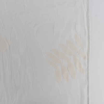 Meterware Rasch Textil Gardinenstoff Ausbrenner Madagaskar Blätter weiß 295cm, leicht perforiert, Organza, mit Bleiband, überbreit