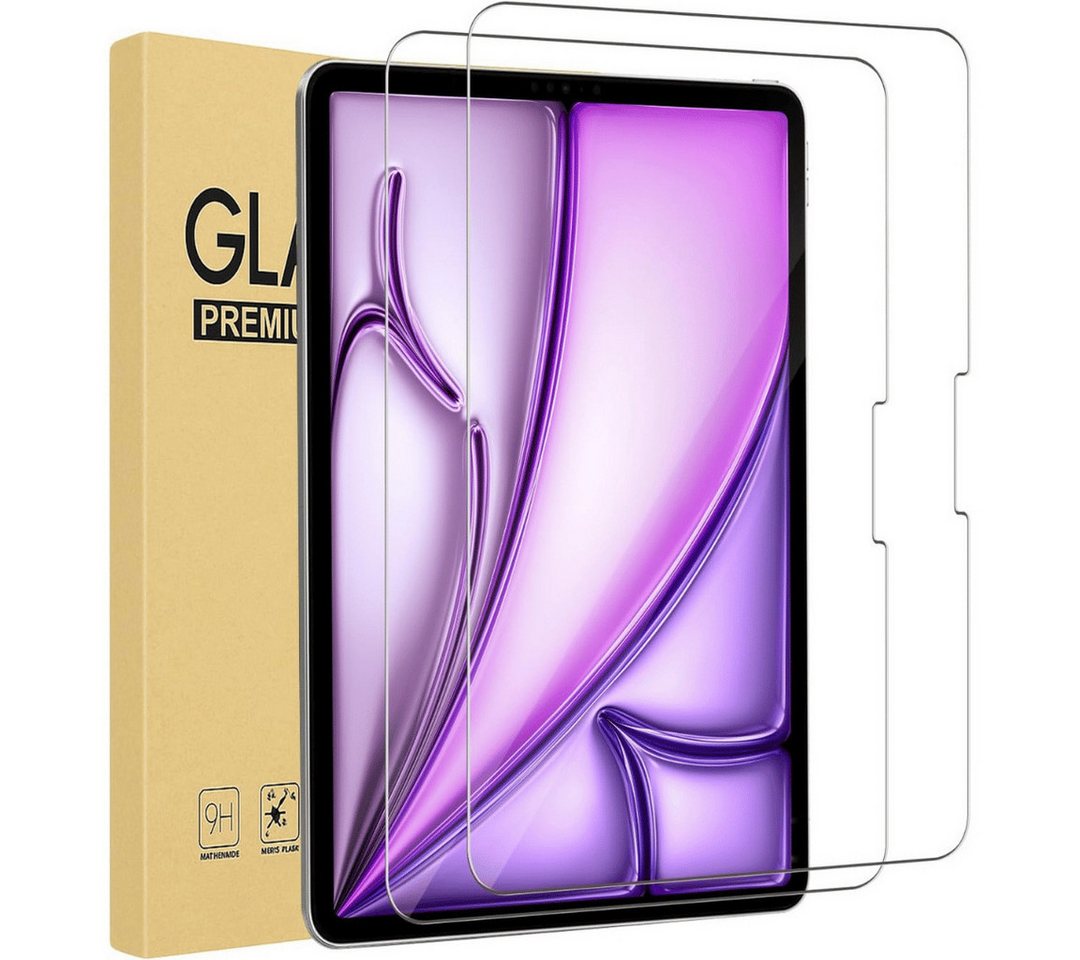 SmartUP Displayschutzglas 2X Schutzglas für iPad Air 13 Zoll M3 2025/M2 2024 Panzerfolie Display für iPad Air 13" M3 (2025), iPad Air 13" M2 (2024)