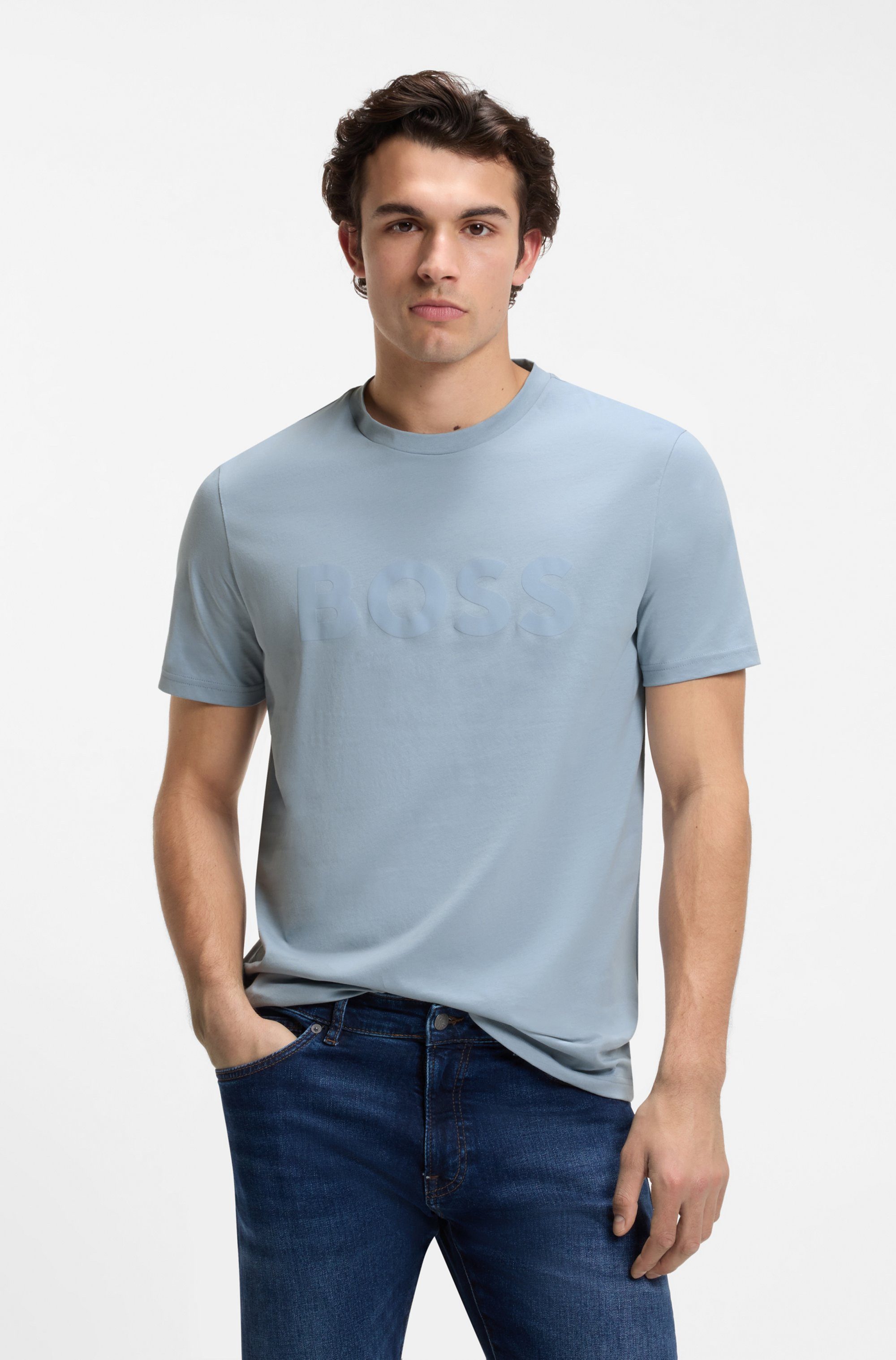 BOSS ORANGE T-Shirt Thinking (1-tlg) Rundhalsausschnitt, Regular Fit, großer Logodruck