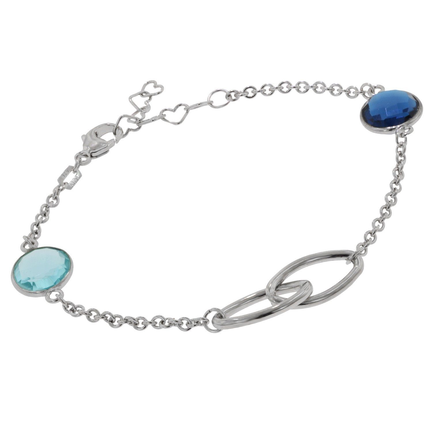 trendor Gliederarmband für 925 Sterlingsilber Armkette mit Blauen Quarzen