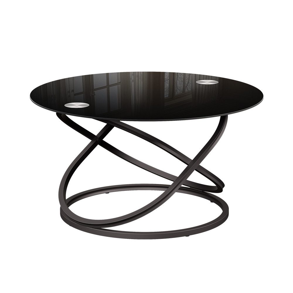Vicco Couchtisch Calgary, Schwarz Hochglanz, 79.5 x 46.5 cm mit Glasfläche (1-St)