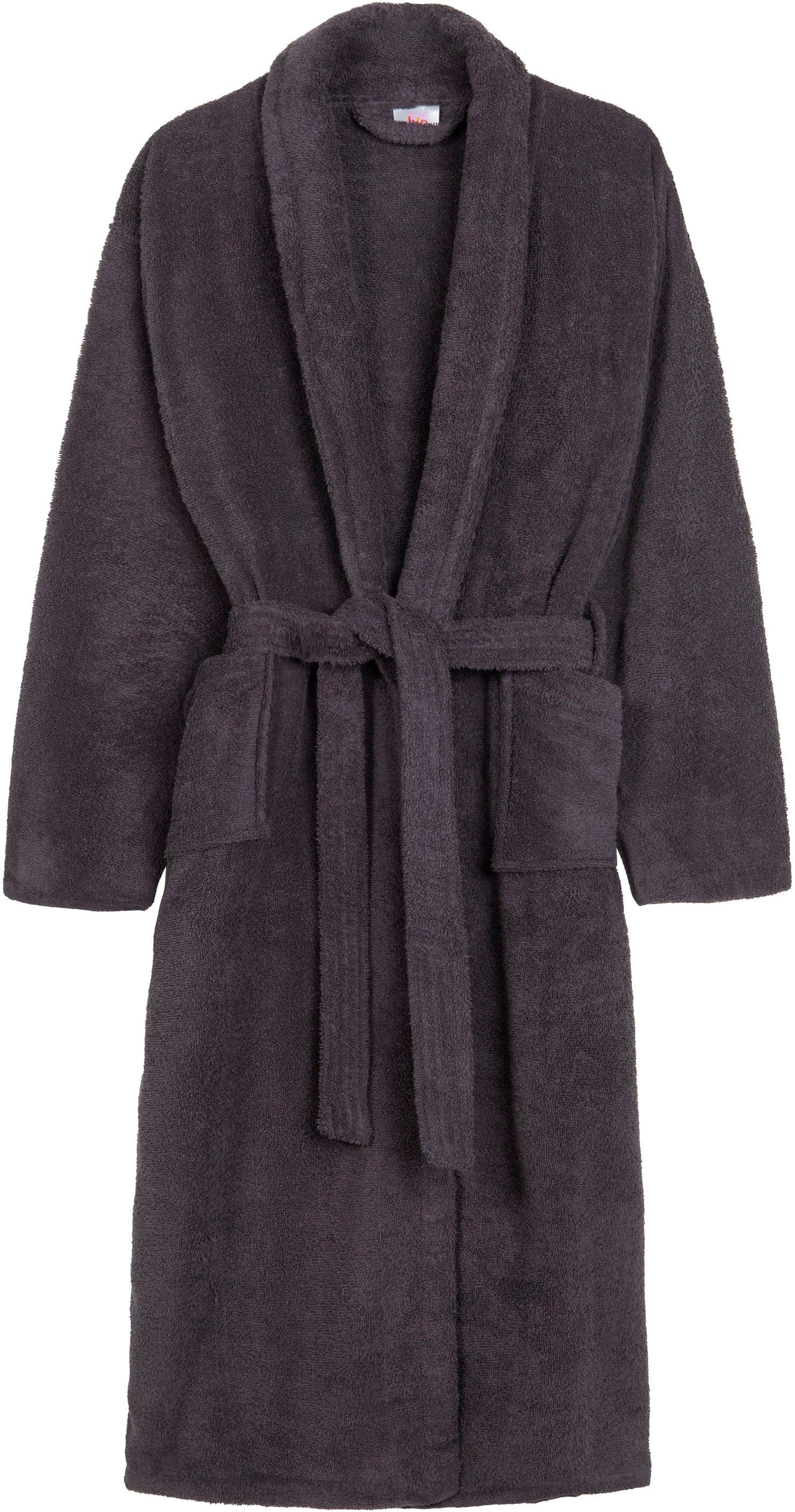 hip Bademantel Hip Bathrobe uni, Midilänge, Walkfrottee, Schalkragen, Gürtel, Schalkragen, Gürtel, Taschen, Damen & Herren, Velours, Glanz