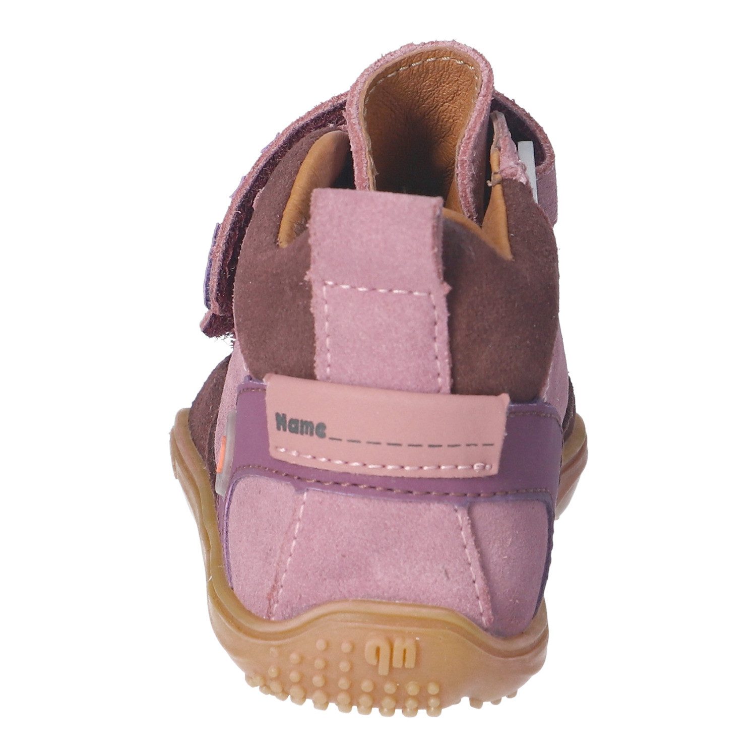 qnuffs Kastanie Barfußschuh Klettschuh, mit Namensschild an der Ferse, kürzbarer Klettriemen – Bild 3 von 5