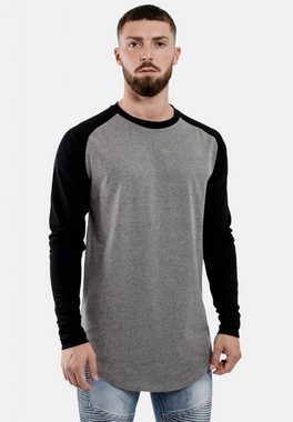 Blackskies T-Shirt Baseball Longshirt T-Shirt Grau Schwarz Large