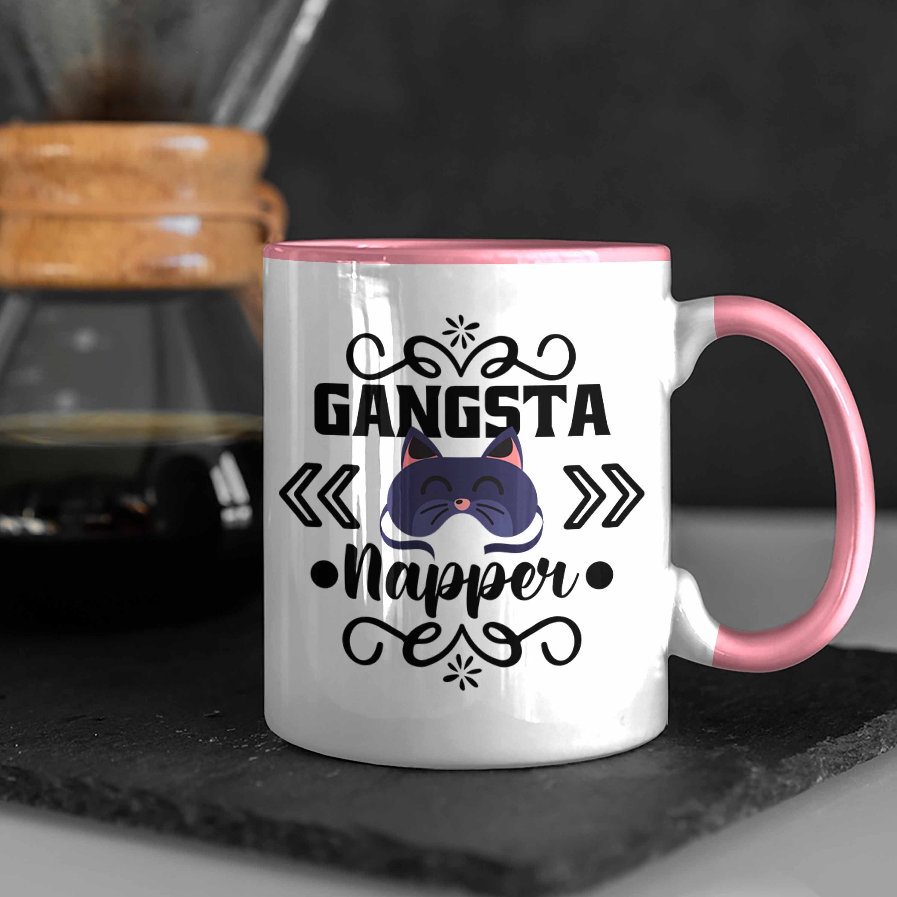 Frauen Rosa - Katze Nap Lustige Trendation Gangsta Tasse Mädchen Trendation Napper Tasse Geschenkidee Geschenk