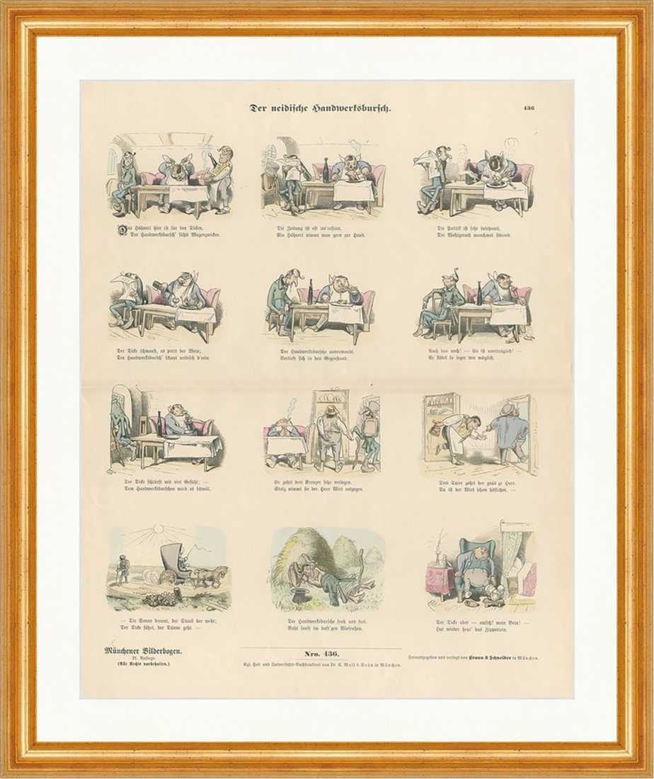 Kunstdruck Der neidische Handwerksbursch Wilhelm Busch Münchener Bilderbogen 436