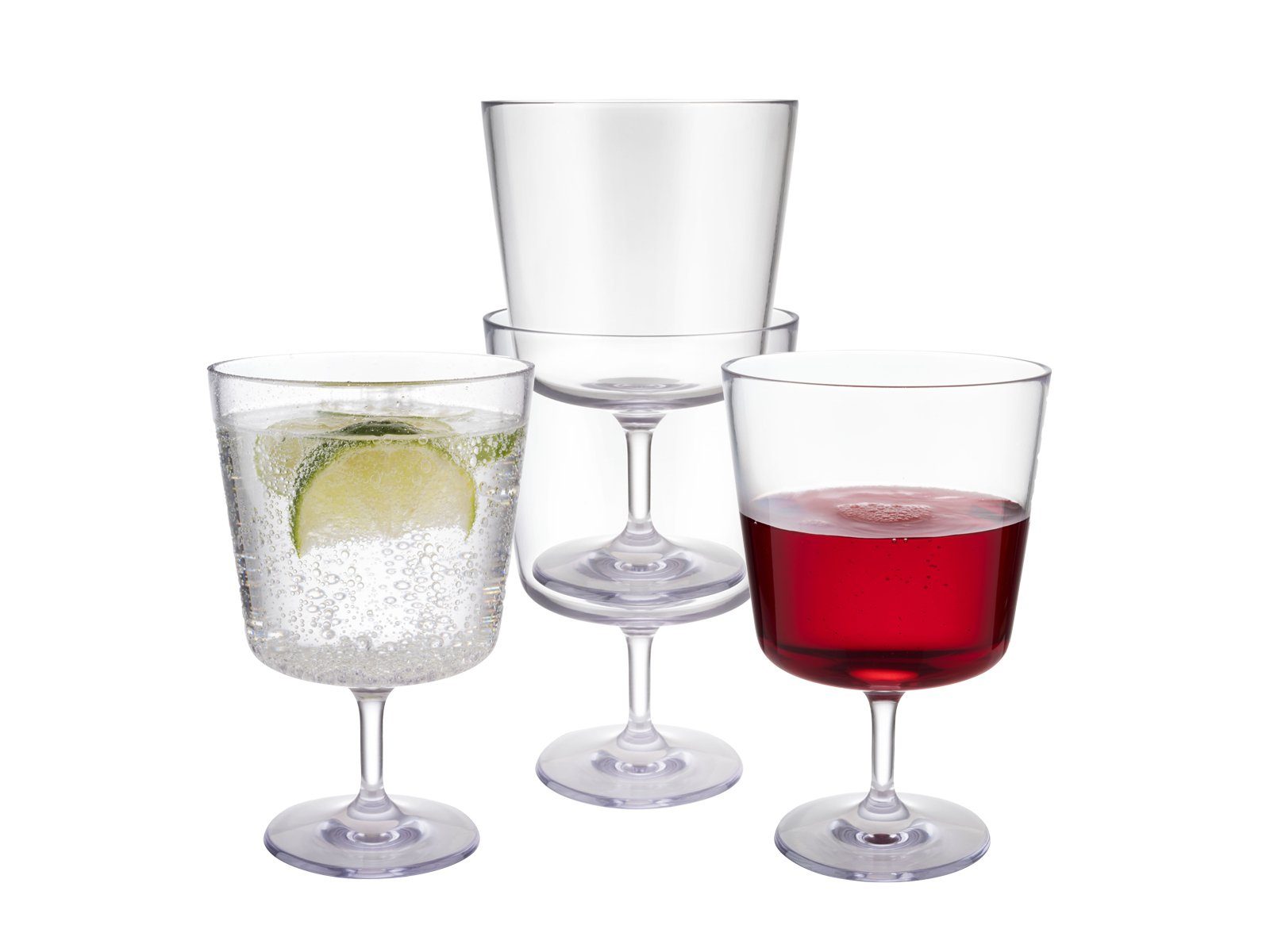 APS Gläser-Set, 4-tlg., Tritan, 4-er Set Mehrwegbecher, bruchsichere Tritan Gläser 300ml, Kristallklar