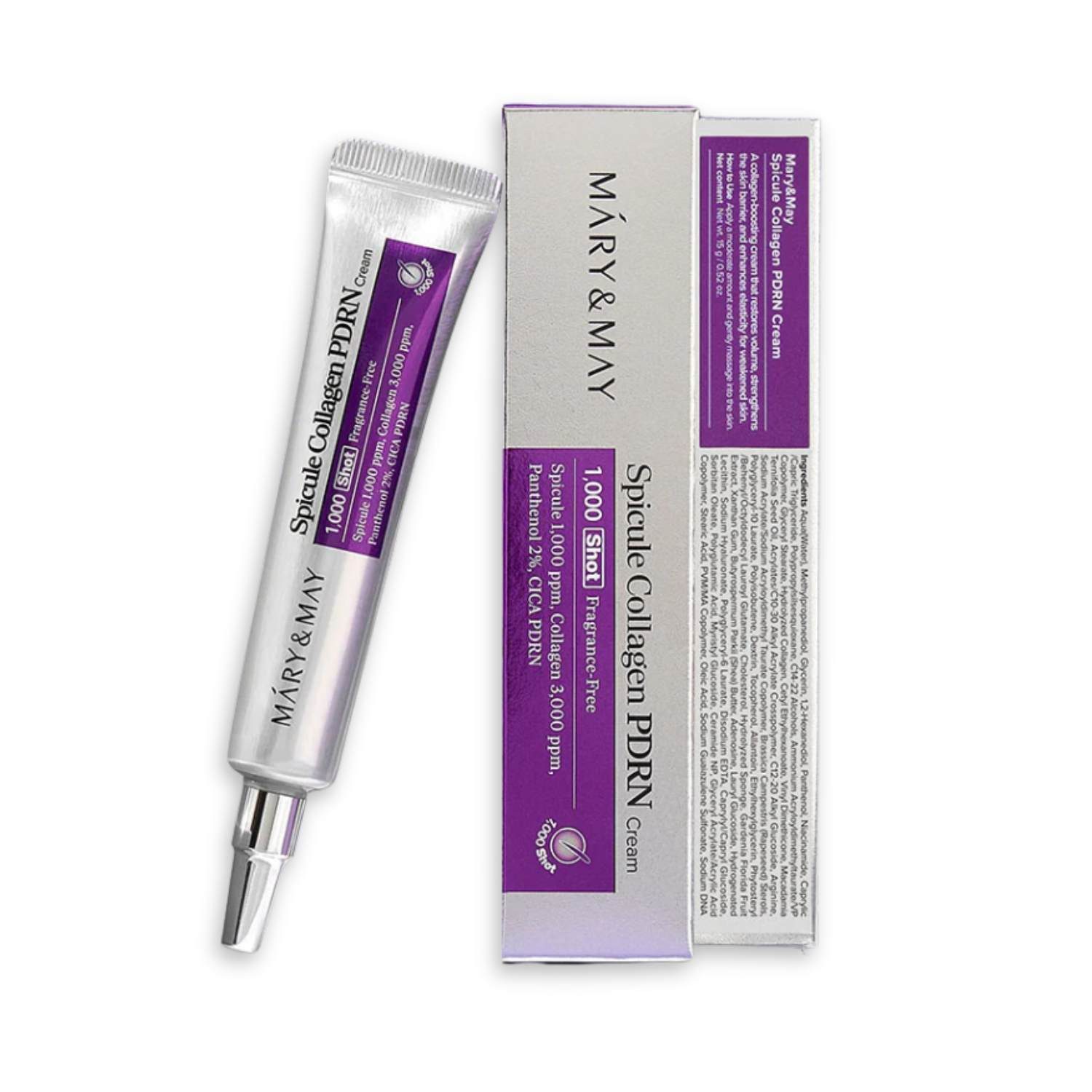 MARY & MAY Tagescreme Spicule Collagen PDRN Cream 15 g – hochwertige Gesichtspflege mit Spicules, Kollagen & CICA PDRN – für verfeinert wirkende Haut, verbesserte Geschmeidigkeit und eine gestärkte Hautbarriere