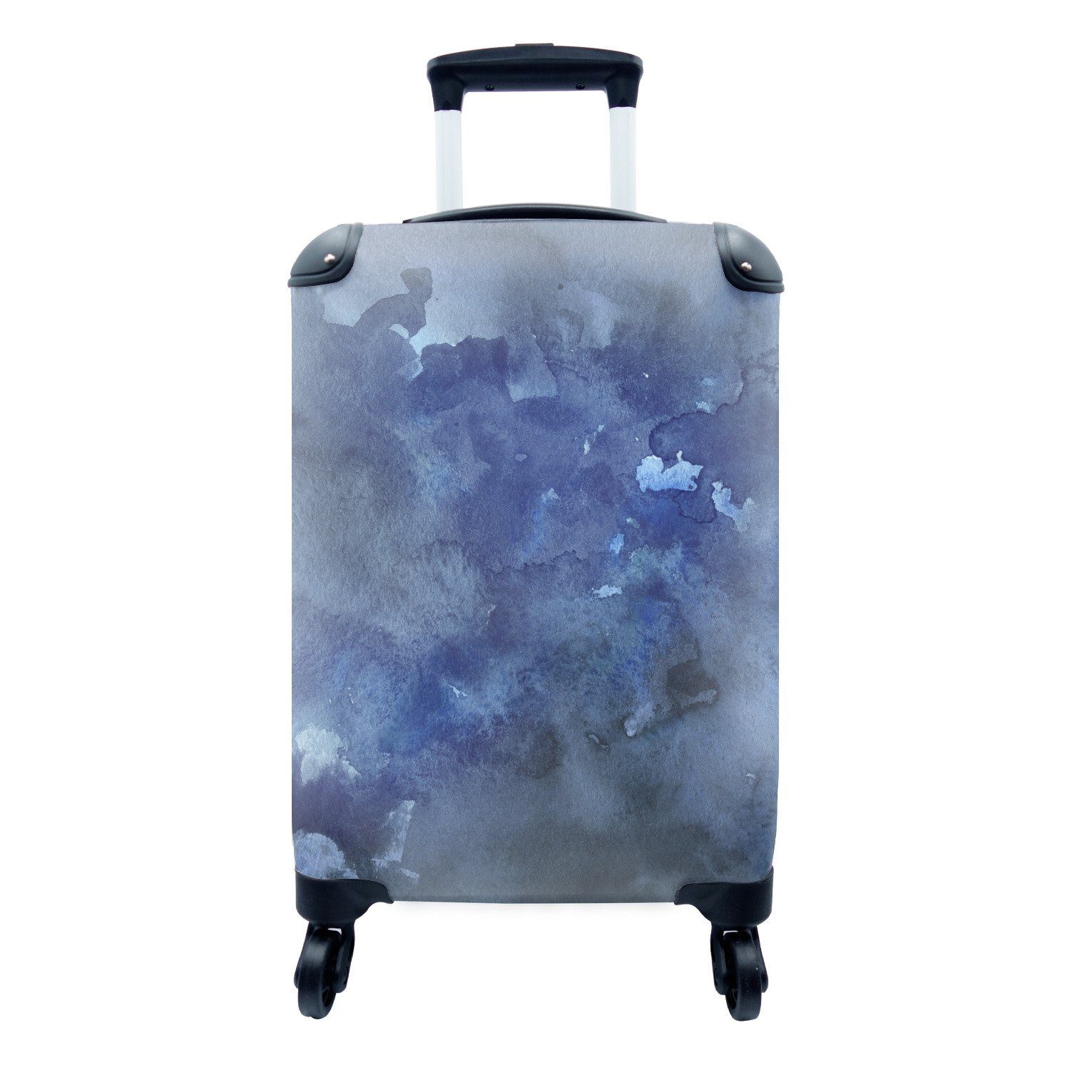 MuchoWow Handgepäckkoffer Aquarell - Blau - Wolken, 4 Rollen, Reisetasche mit rollen, Handgepäck für Ferien, Trolley, Reisekoffer
