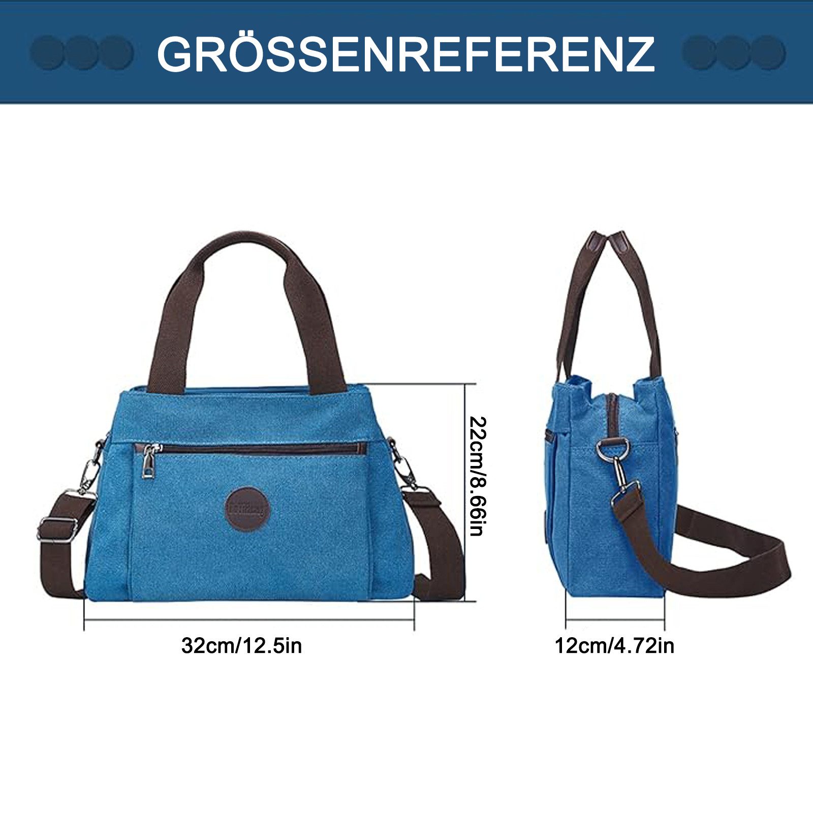 REDOM Henkeltasche Damen Umhängetasche Tragetasche Aktentasche (Canvas Schultertasche Arbeitstasche Messenger-Tasche mit Schultergurt, Freizeittasche, Unitasche, Bürotasche, 32 x 12 x 22 cm), für Jungen Freizeit Arbeit Business Schule Büro Reisen usw.