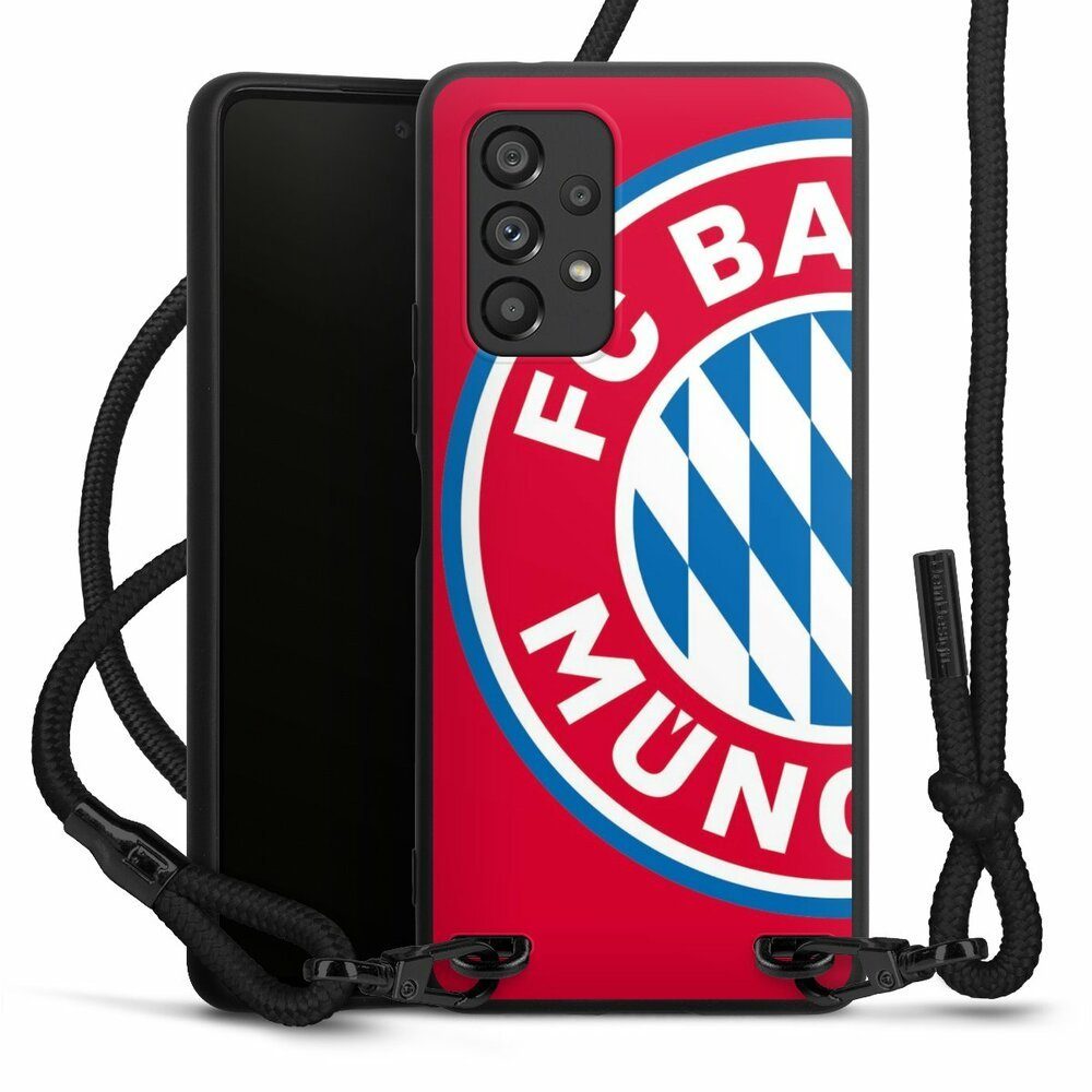 DeinDesign Handyhülle FC Bayern München Offizielles Lizenzprodukt FCB  Großes FCB Logo Rot, Samsung Galaxy A53 5G Premium Handykette Hülle mit Band