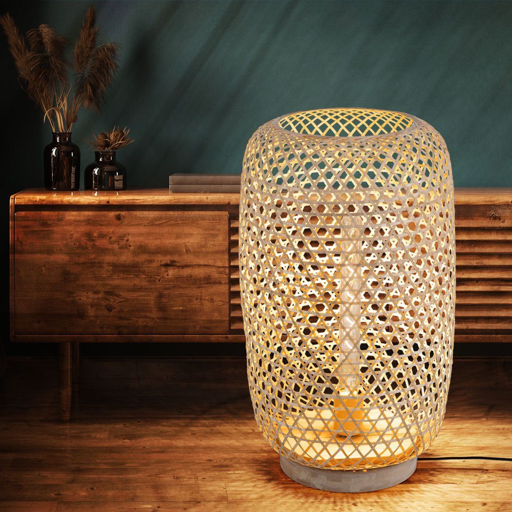 etc-shop Bambus Lampe Bambus Stehlampe, Warmweiß, Stehlampe Stehleuchte LED Leuchtmittel Rattan natur inklusive,