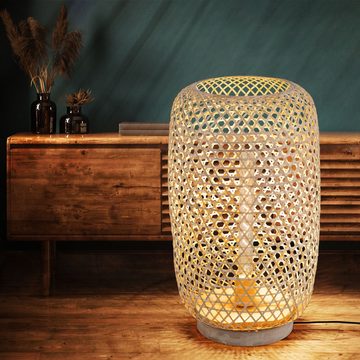 Globo Stehlampe, Leuchtmittel nicht inklusive, Steh Leuchte Bambus-Geflecht natur Stand Lampe Wohn Schlaf Zimmer
