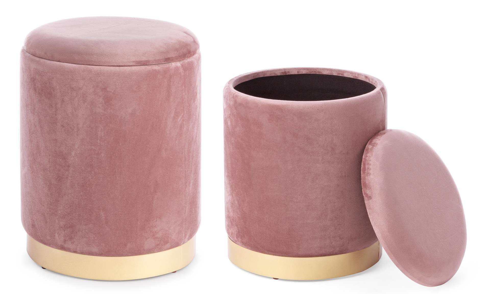 Feeling4Home Pouf Polina 2er-Set in Samt-Optik, Rosa