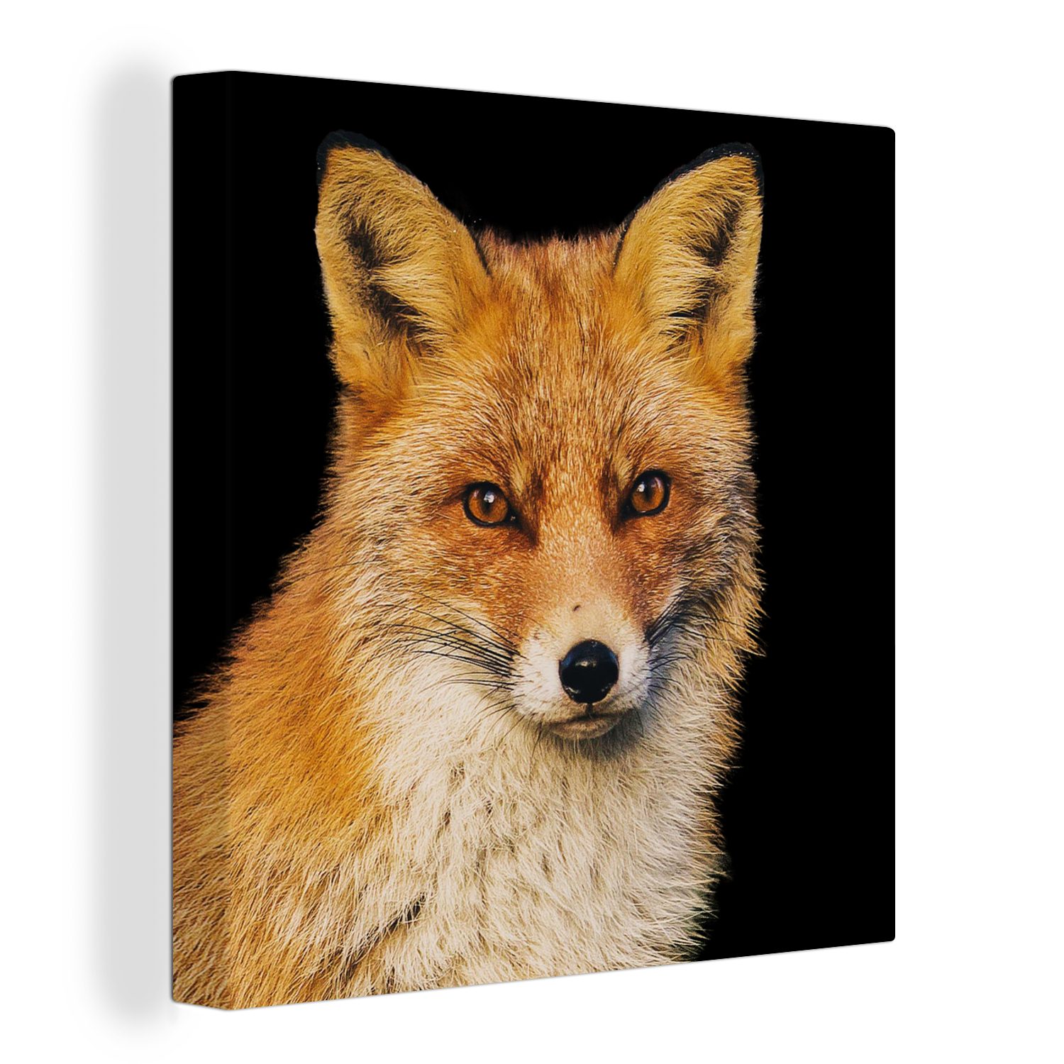 OneMillionCanvasses® Leinwandbild Fuchs - Rot - Schwarz, (1 St), Leinwand Bilder für Wohnzimmer Schlafzimmer