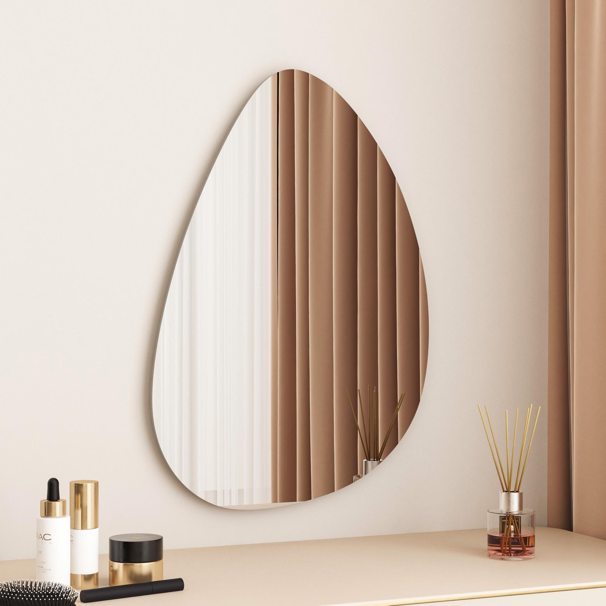 Schminkspiegel Wand Kosmetikspiegel Wandspiegel Asymmetrisch Rahmenlos Wassertropfen