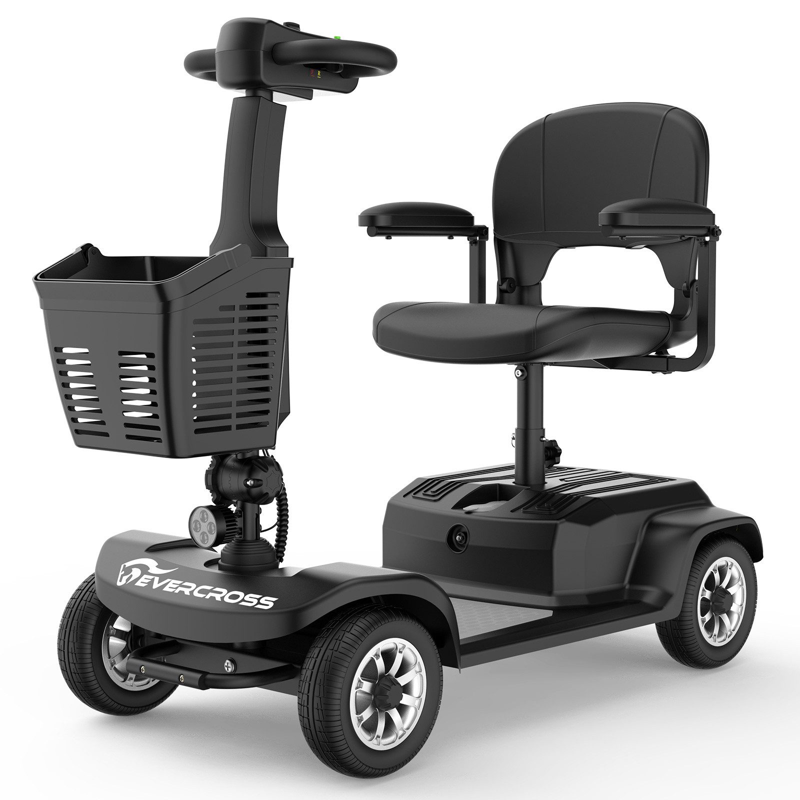 EVERCROSS TECH Elektromobil Faltbarer 4-Rad-Scooter, 38-42km, 20.8Ah, 250W, 180° Drehsitz, verstellbarer Lenker, E-Bremse, Frontkorb