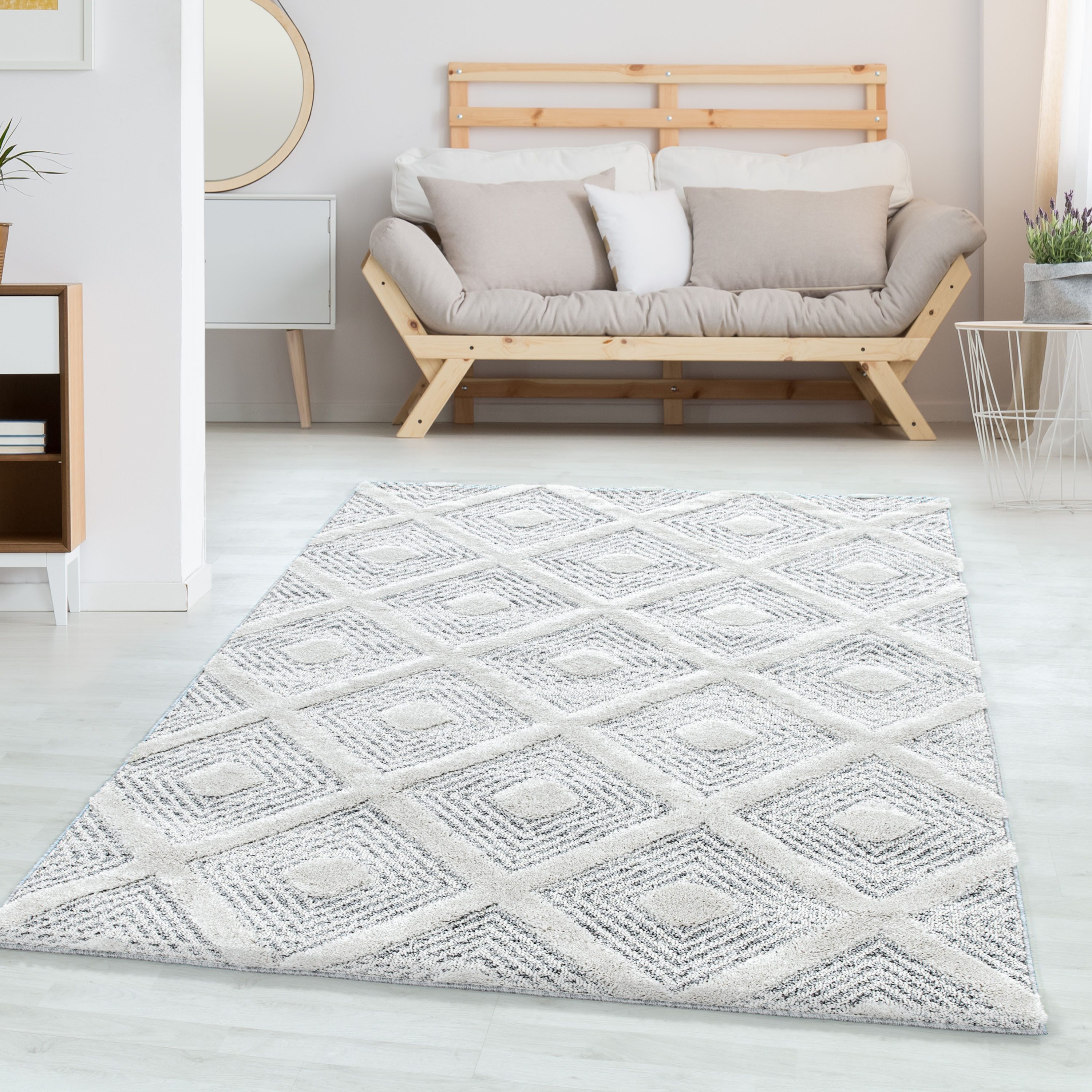 Carpettex Hochflor-Teppich Geometrisch Design, Rund, Höhe: günstig online kaufen