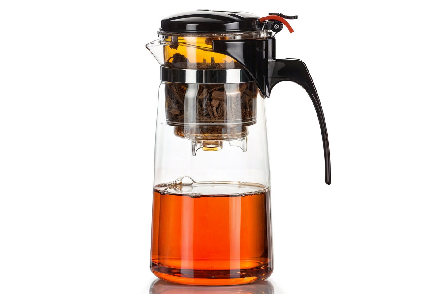 Dimono Teeglas DIMONO Teeglas Teekanne 600 ml – Teekocher mit Filter & Knopf, Tea-Maker 600 ml
