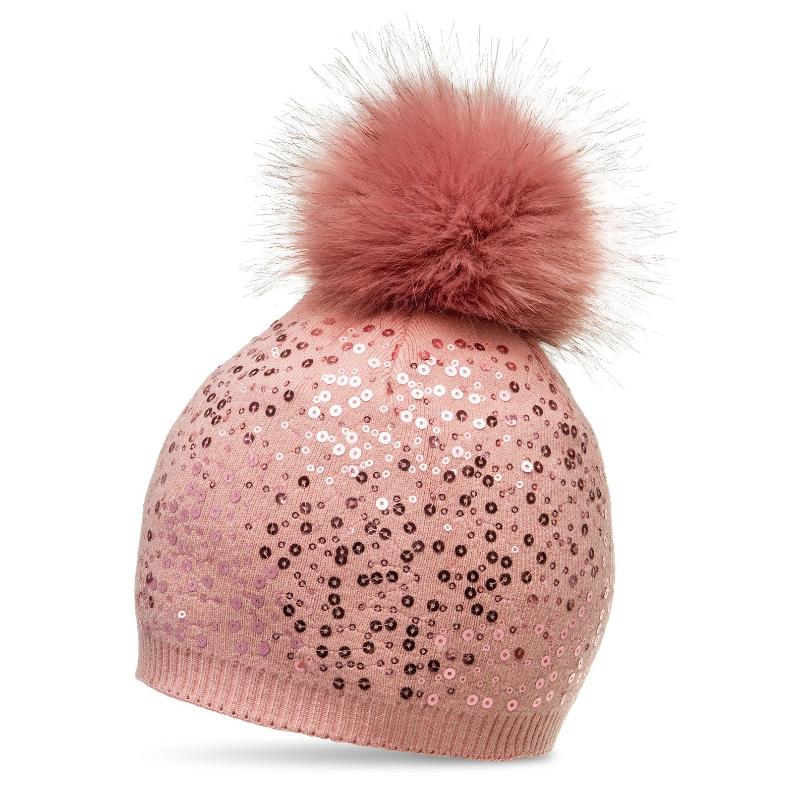 Caspar Bommelmütze MU186 Damen Fein Strick Pailletten Glitzer Winter Mütze
