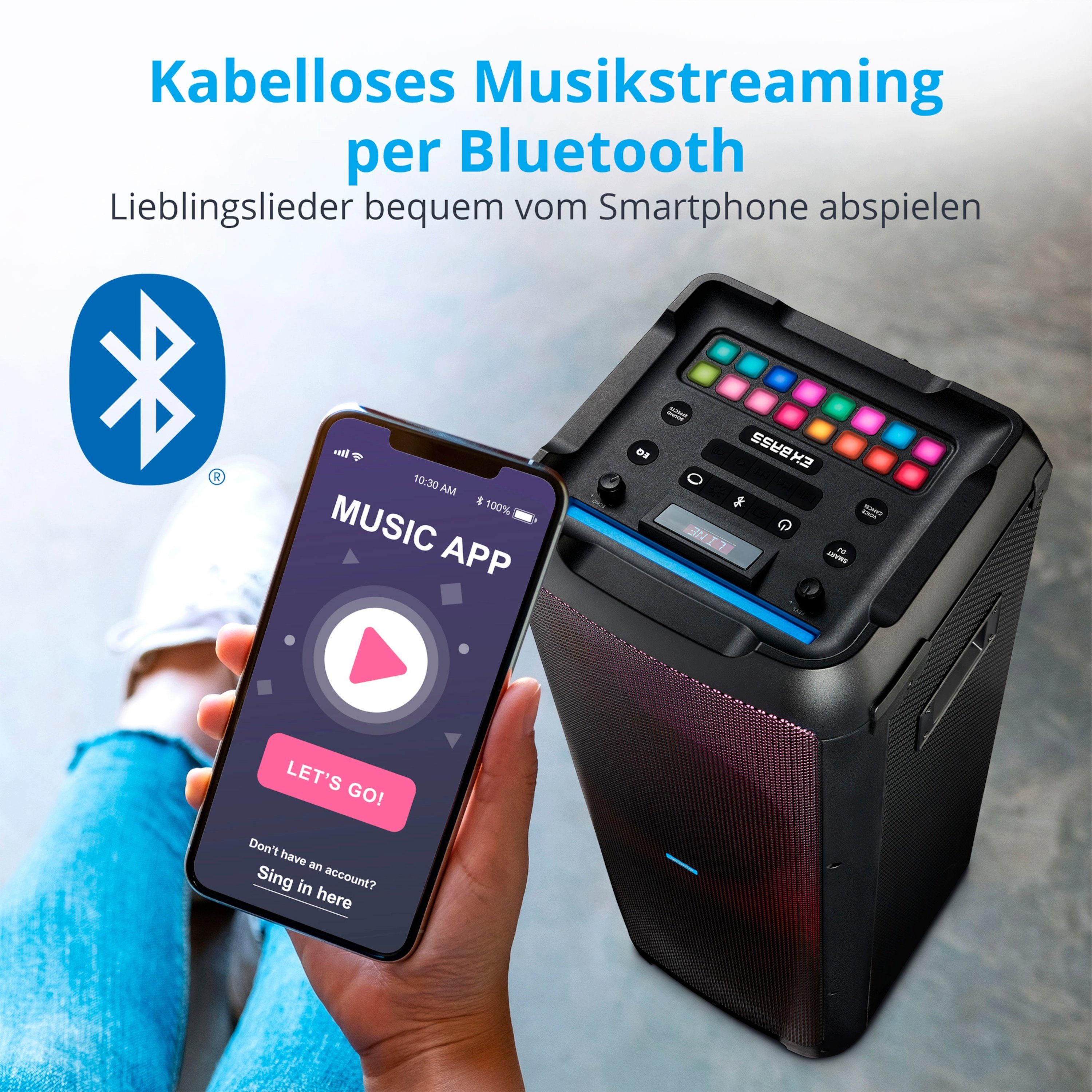 Bluetooth-Lautsprecher Lichtefekte, W, (160 RMS X61200 80 W MD44232) Partylautsprecher, 2 Medion® Bluetooth®, x LIFE®