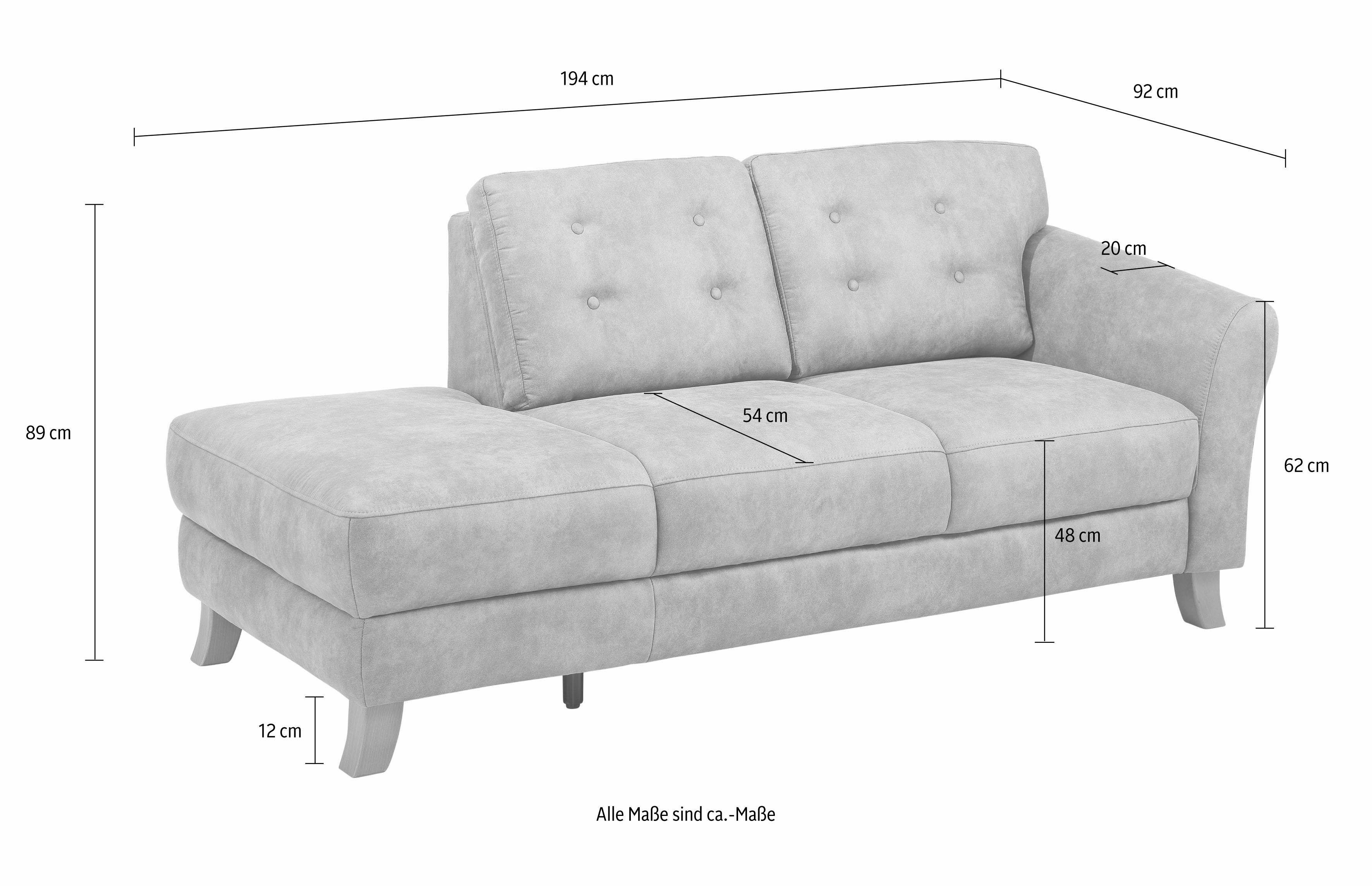 Home affaire Recamiere Trondheim, freistehend, mit Federkern, Knopfheftung im Rücken