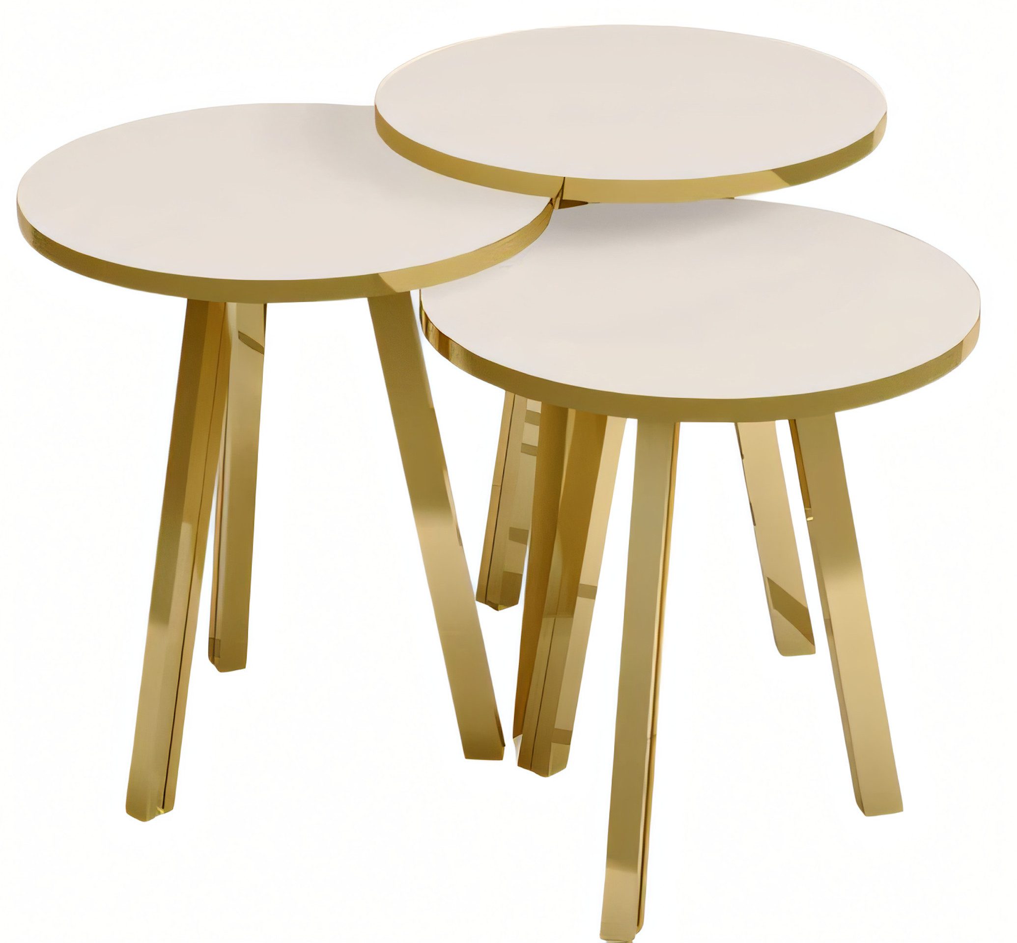 JVmoebel Couchtisch Elegantes Couchtisch-Set aus Holz und Metall in Weiß (Set, Couchtisch, Couchtisch 2, Couchtisch 3), Made in Europe