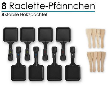 Zilan Raclette ZLN-8863, 8 Raclettepfännchen, 1400 W, Naturgrillstein & Grillplatte,8 Personen,Antihaftbeschichtet