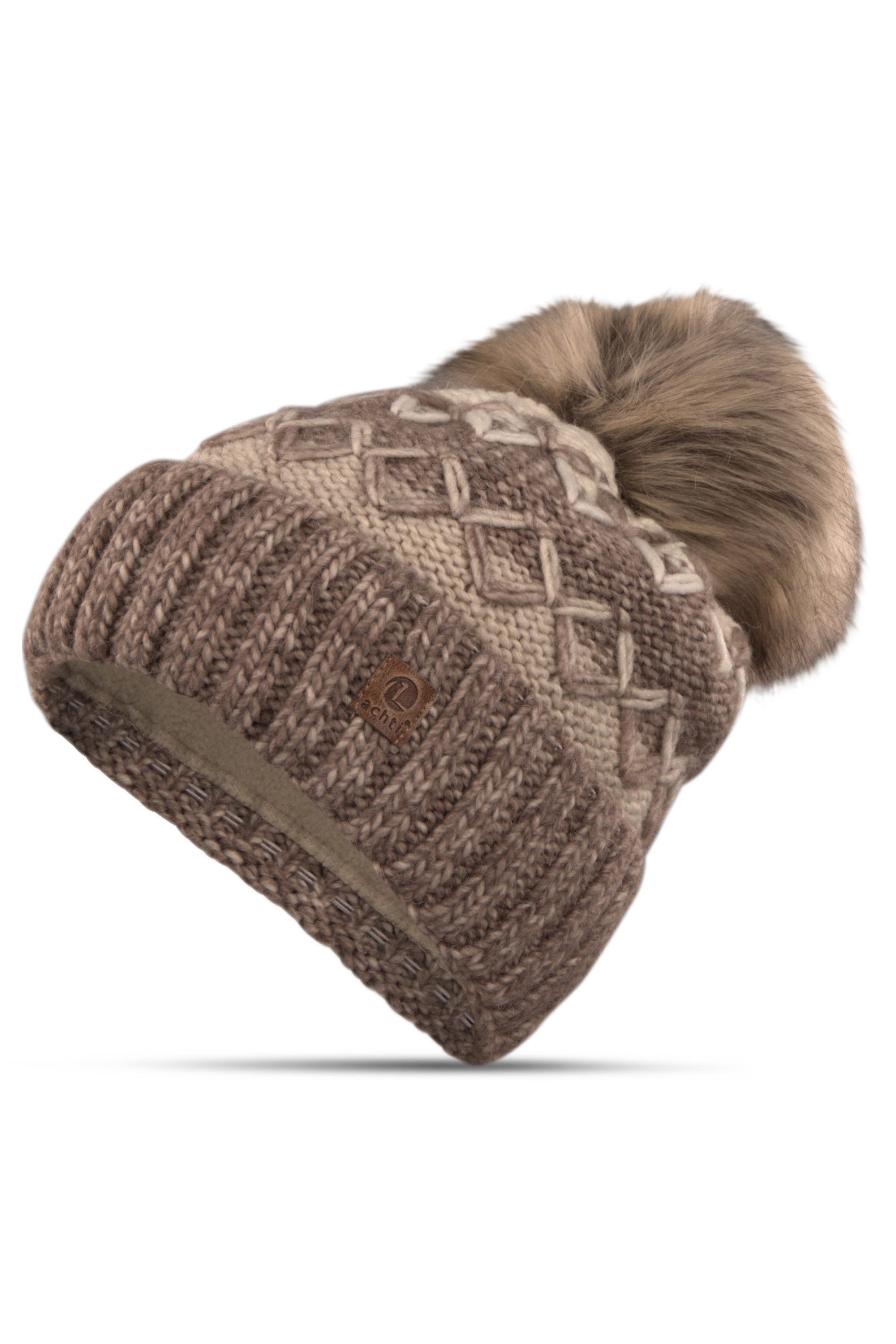 malito more than fashion Strickmütze gefütterte Mustermix Wintermütze mit Bommel M101 gefütterte Mustermix Wintermütze mit Bommel