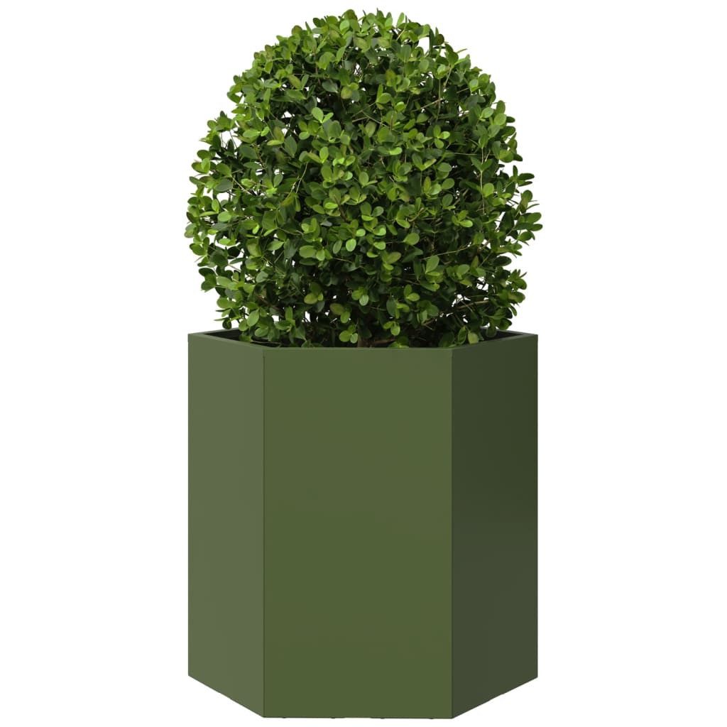 vidaXL Blumentopf Pflanzkübel Olivgrün Sechseckig 46x40x45 günstig online kaufen