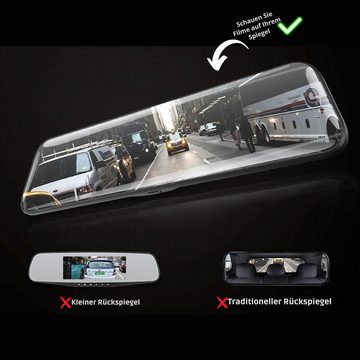 Magcubic Dashcam, Display Rückspiegel Rückfahrkamera Dashcam (HD, WLAN (Wi-Fi), Nachtsicht, Daueraufnahme, Loop-Aufnahme, Touchscreen 10 Zoll)