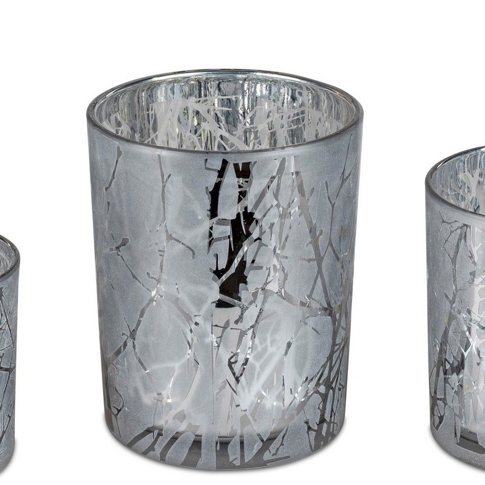 formano Teelichthalter Silver Twigs, Silber H:13cm D:10cm Glas