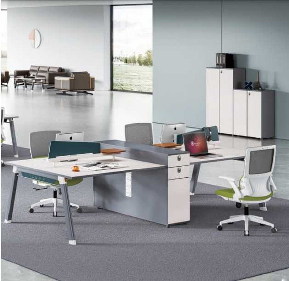 JVmoebel Schreibtisch Moderne Schreibtischkombination in Weiß mit Stauraum und Partitionen (1-St., 1x nur Schreibtisch), Made in Europa