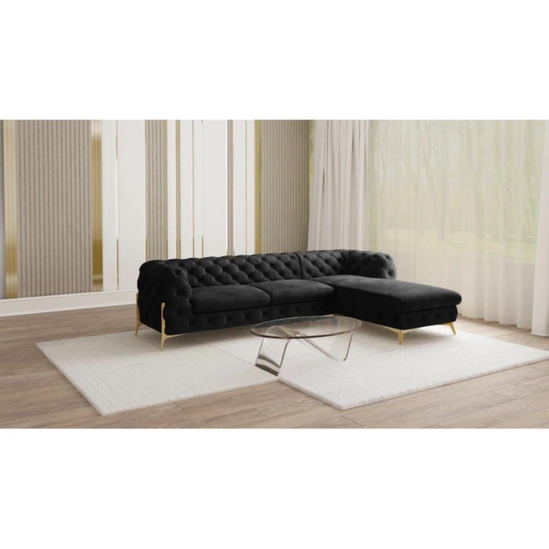 S-Style Möbel Ecksofa Ashley mit Ottomane, Chesterfield mit Goldenen Metall günstig online kaufen