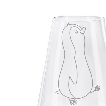 Mr. & Mrs. Panda Weißweinglas Pinguin marschieren - Transparent - Geschenk, Weinglas, Pinguine, Frü, Premium Glas, Alltagstauglich & robust
