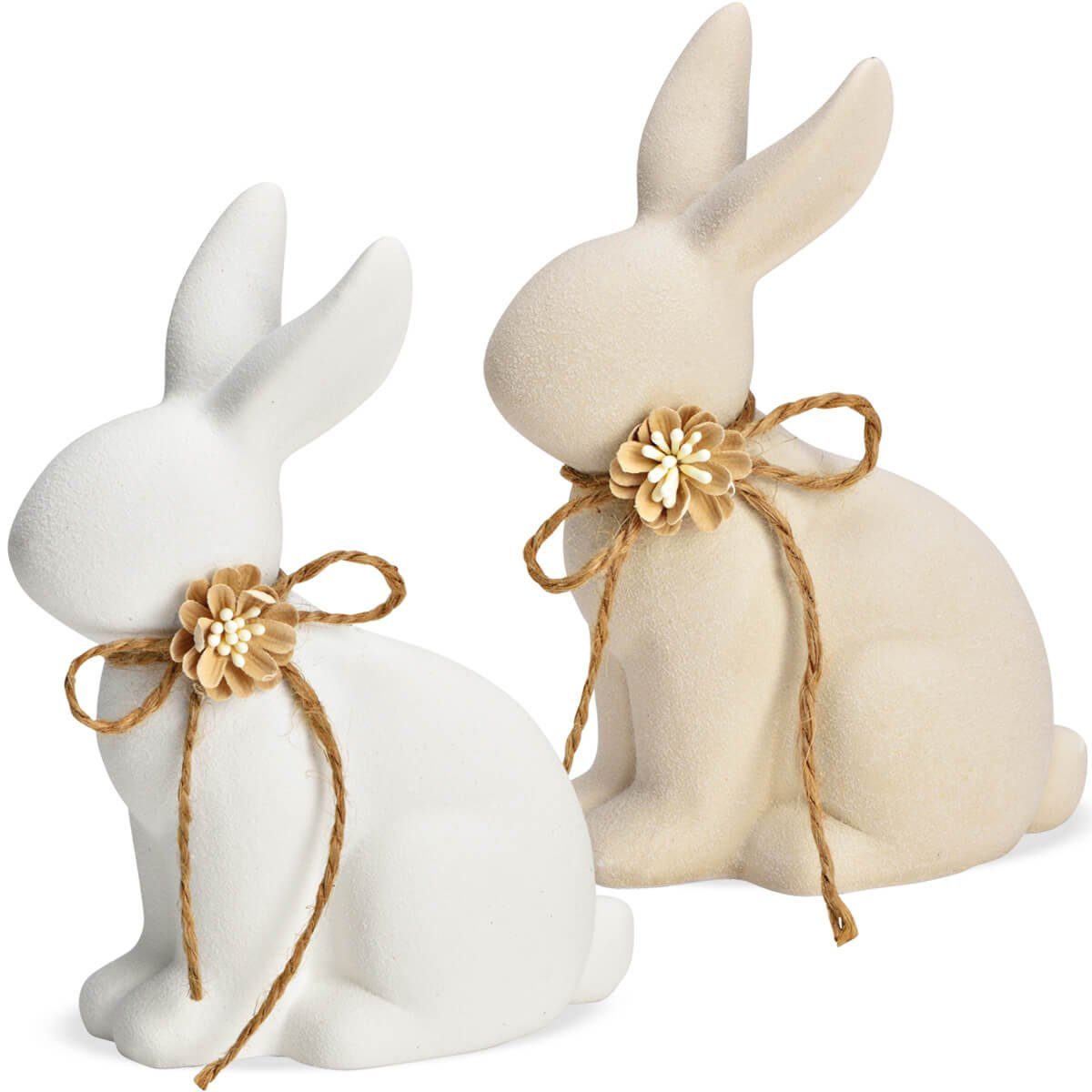 matches21 HOME & HOBBY Dekofigur Osterhasen Set Osterdeko aus Keramik Frühlingsdeko Ostern (2 St)