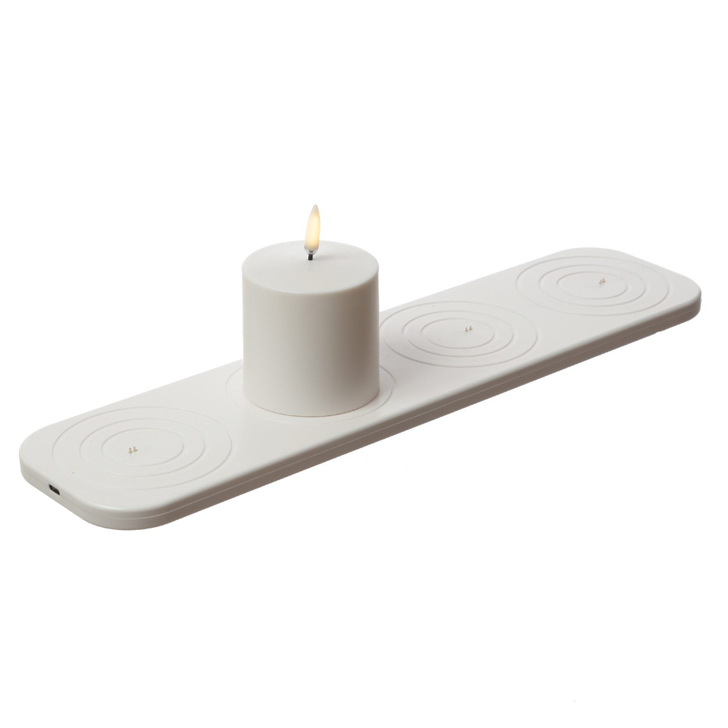 UYUNI Lighting LED-Kerze Stumpenkerze mit Ladestation aufladbar 6,8x6,8cm Timer Außen Tischdeko, LED Classic, warmweiß (2100K bis 3000K)