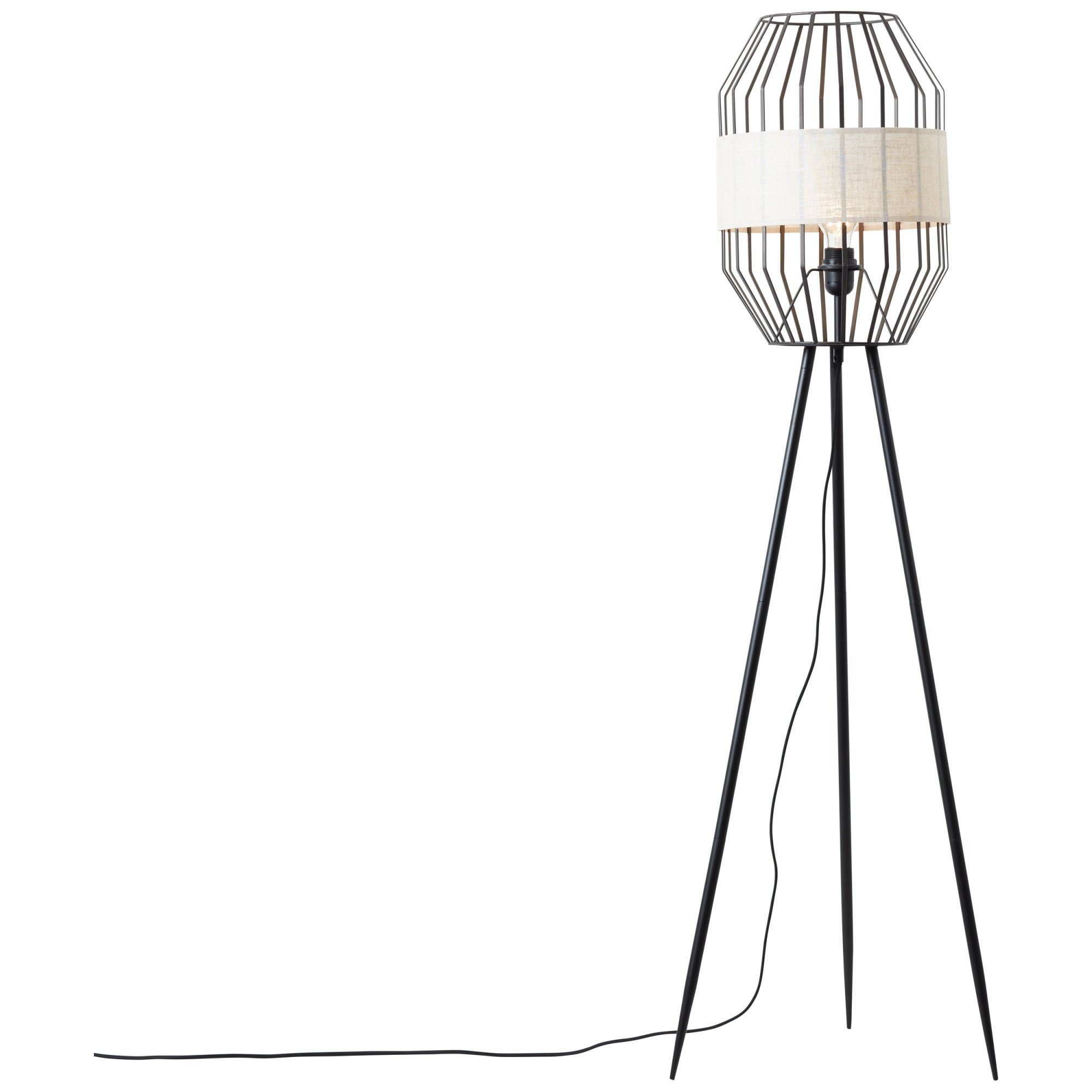 Lightbox Stehlampe, ohne Leuchtmittel, cm, schwarz/natur x 134 Metall/Textil, E27, 45 Dreibein-Lampe