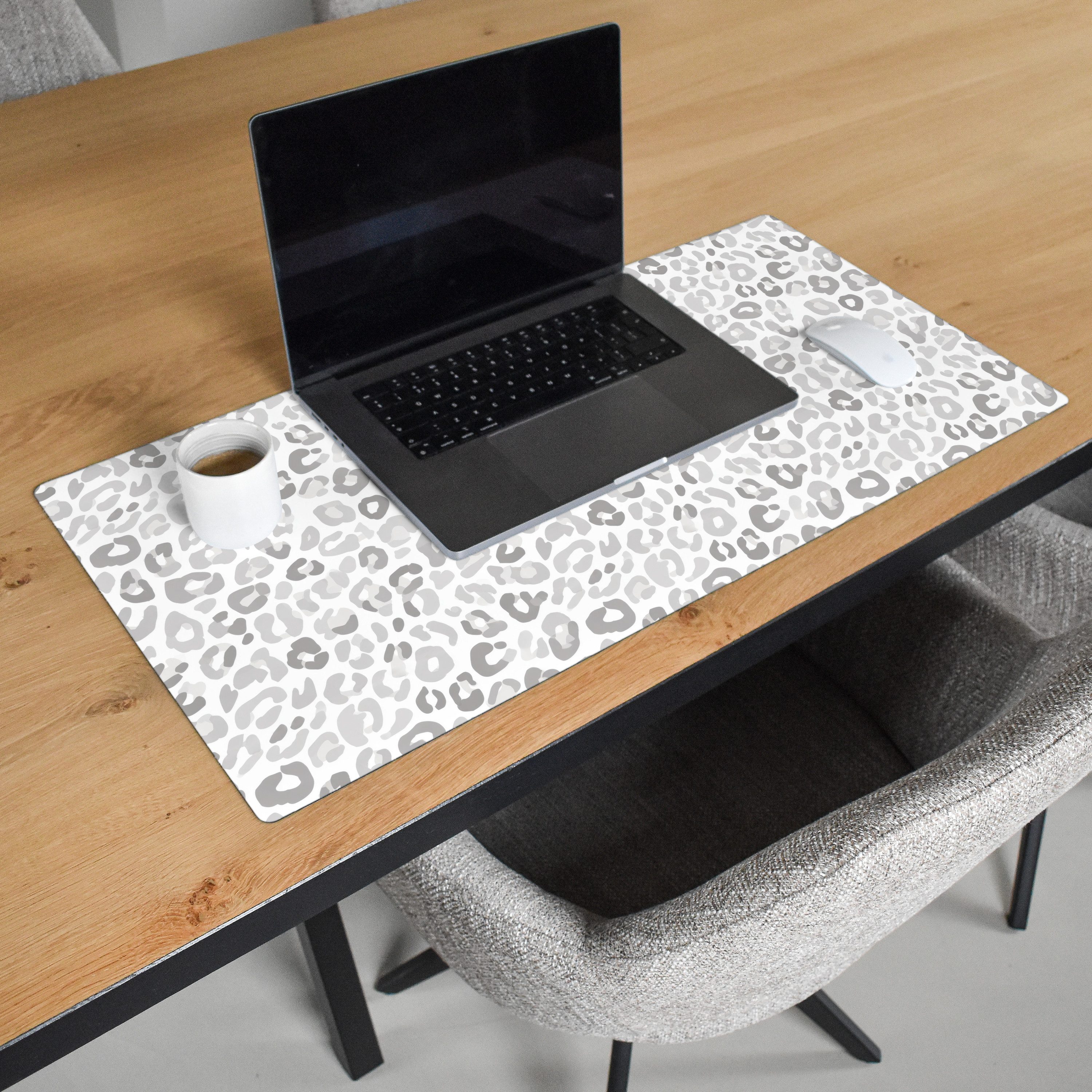 MuchoWow Gaming Mauspad Leopard - Motiv - Grau (1-St), Gaming Mauspad XXL, Schreibtischunterlage, Desk Mat Groß, 80x40 cm