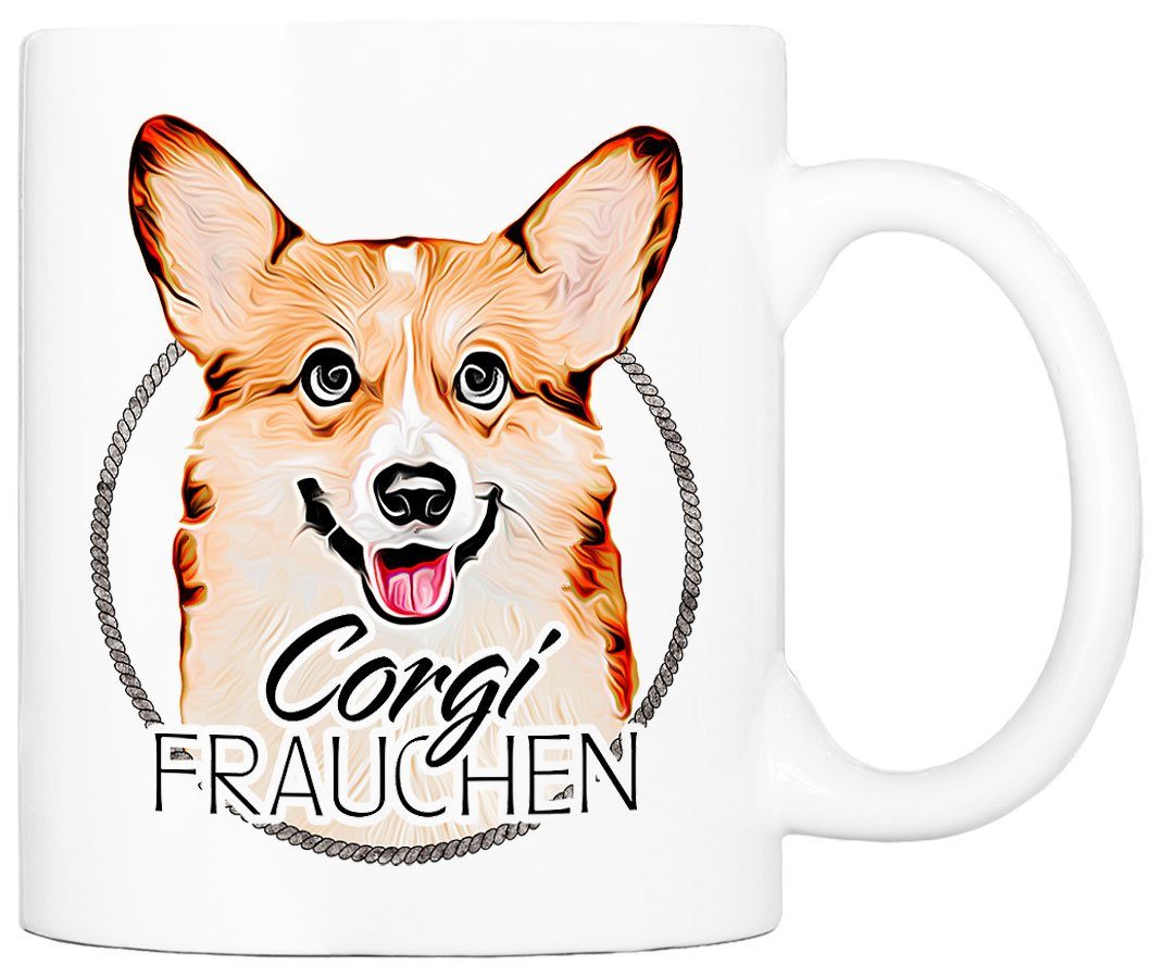 Cadouri Tasse CORGI FRAUCHEN - Kaffeetasse für Hundefreunde, Keramik, mit Hunderasse, beidseitig bedruckt, handgefertigt, Geschenk, 330 ml