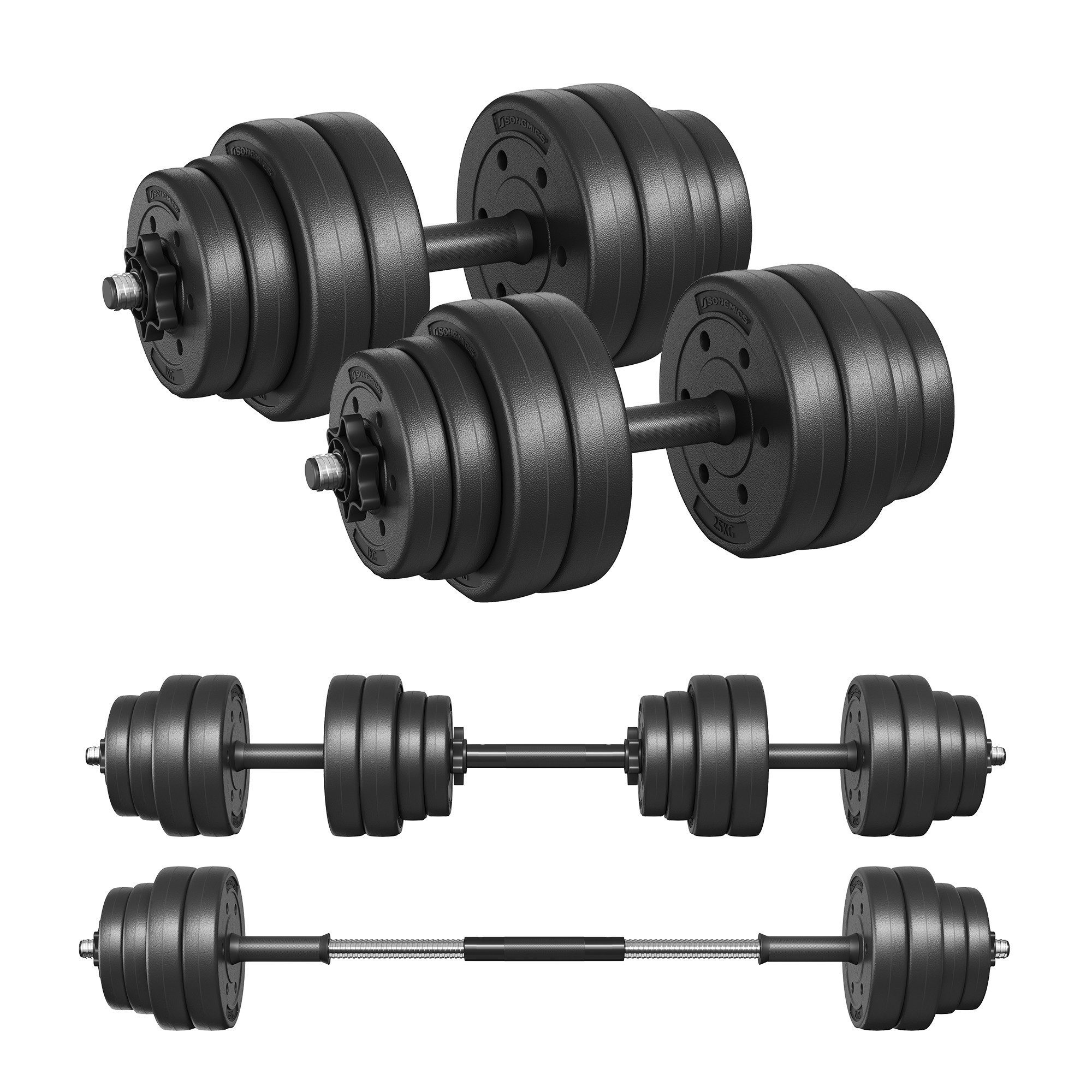 SONGMICS Hantel-Set 2er Hantelset, 2-in-1-Kurzhantel, 20KG/30 KG, rutschfeste Griffe