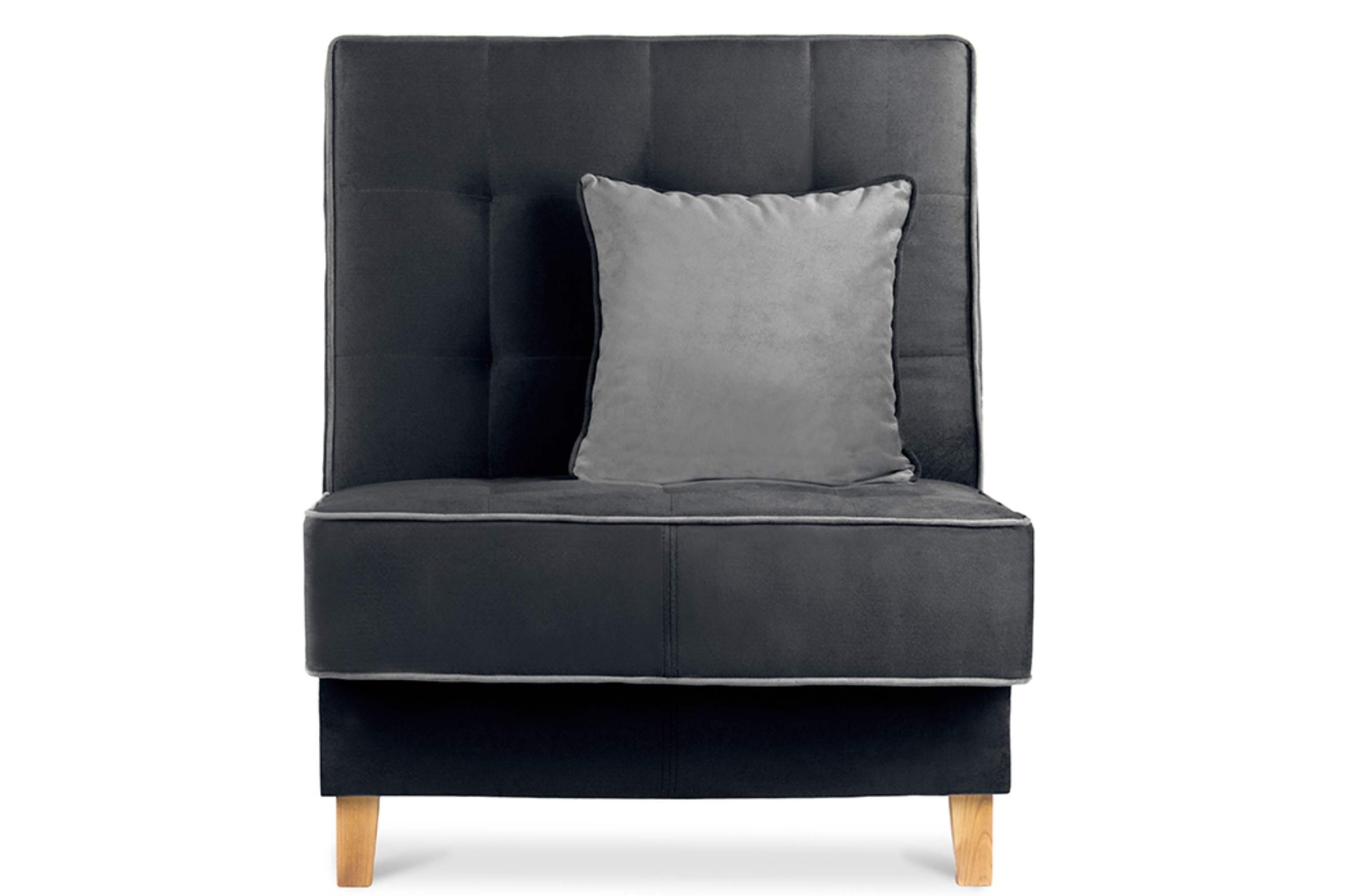 Sessel DOZER Sessel, grau mit / Wellenunterfederung, Liegefläche:120x80cm schwarz schwarz Velours, | Konsimo
