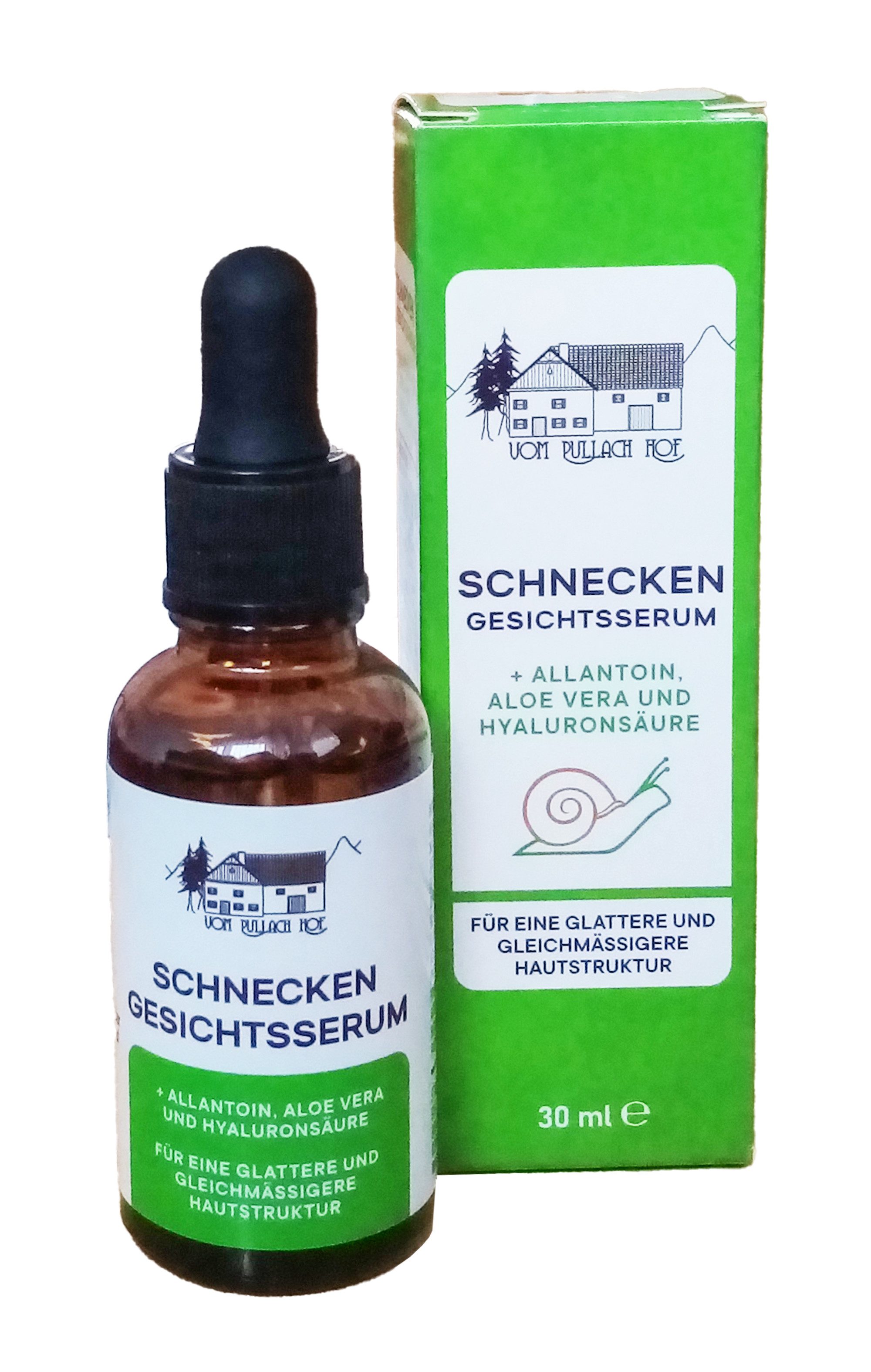 vom Pullach Hof Anti-Falten-Serum SCHNECKEN GESICHTSSERUM 30ml Serum Feuchtigkeitspflege Aloe Vera 48, Schneckenfiltrat Hyaluronsäure Уход за лицом Dekolleté Gesicht