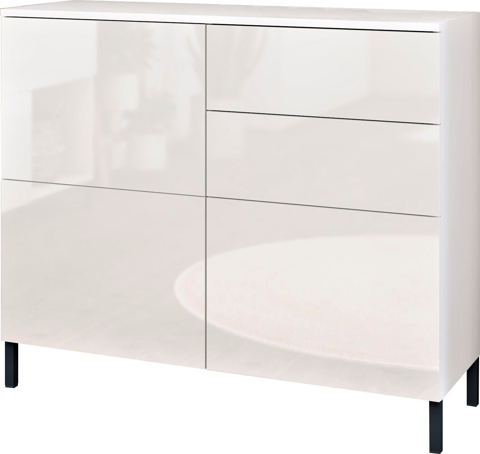 borchardt Möbel Kommode Haama, Sideboard mit Metallfüßen, Push-to-open-Technik, Breite 93 cm, Push-To-Open, verstellbare Einlegeböden, viel …