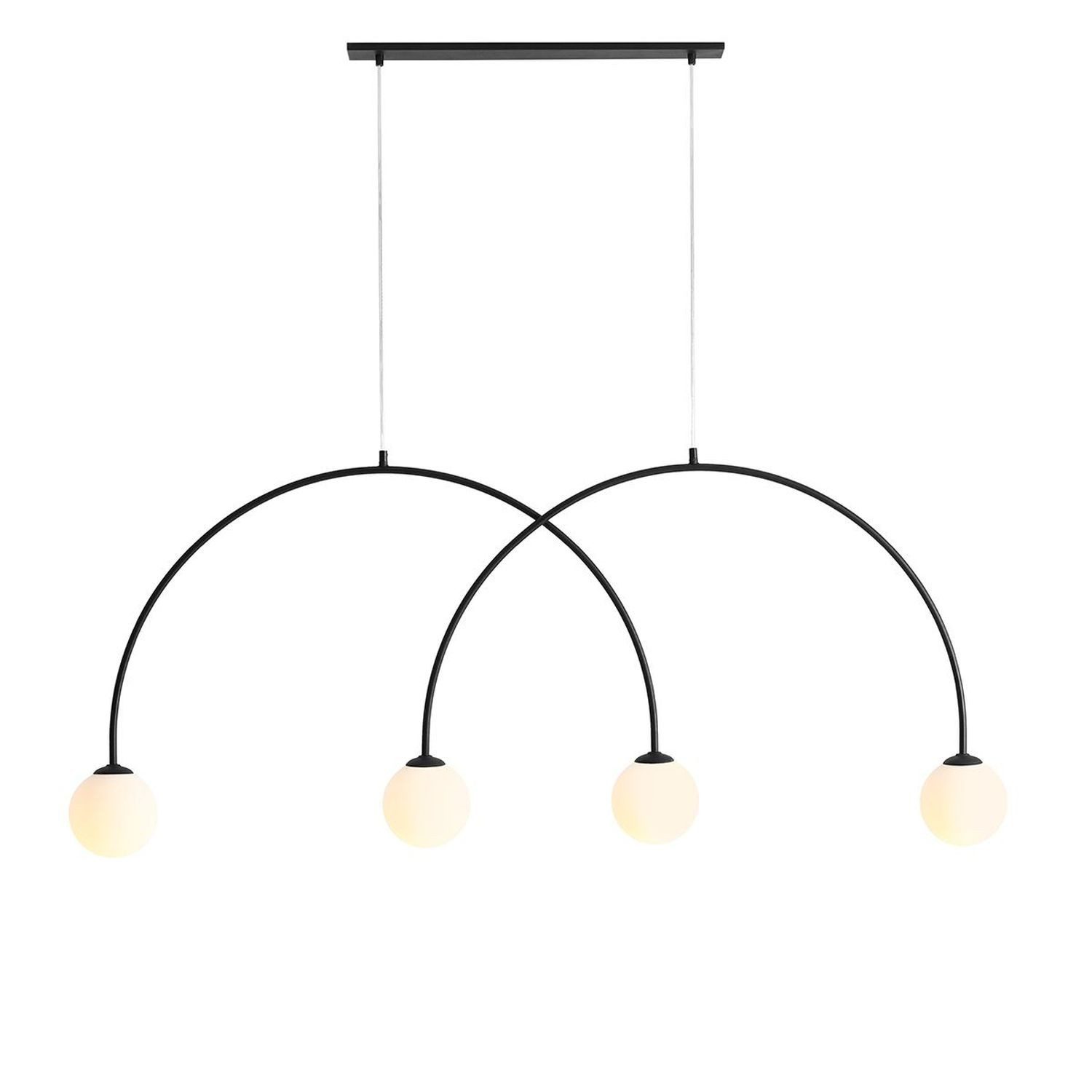 Licht-Erlebnisse Pendelleuchte JARO, ohne Leuchtmittel, Glas Metall E14 H: max. 250 cm Schwarz Weiß 4-flammig Kugelschirm