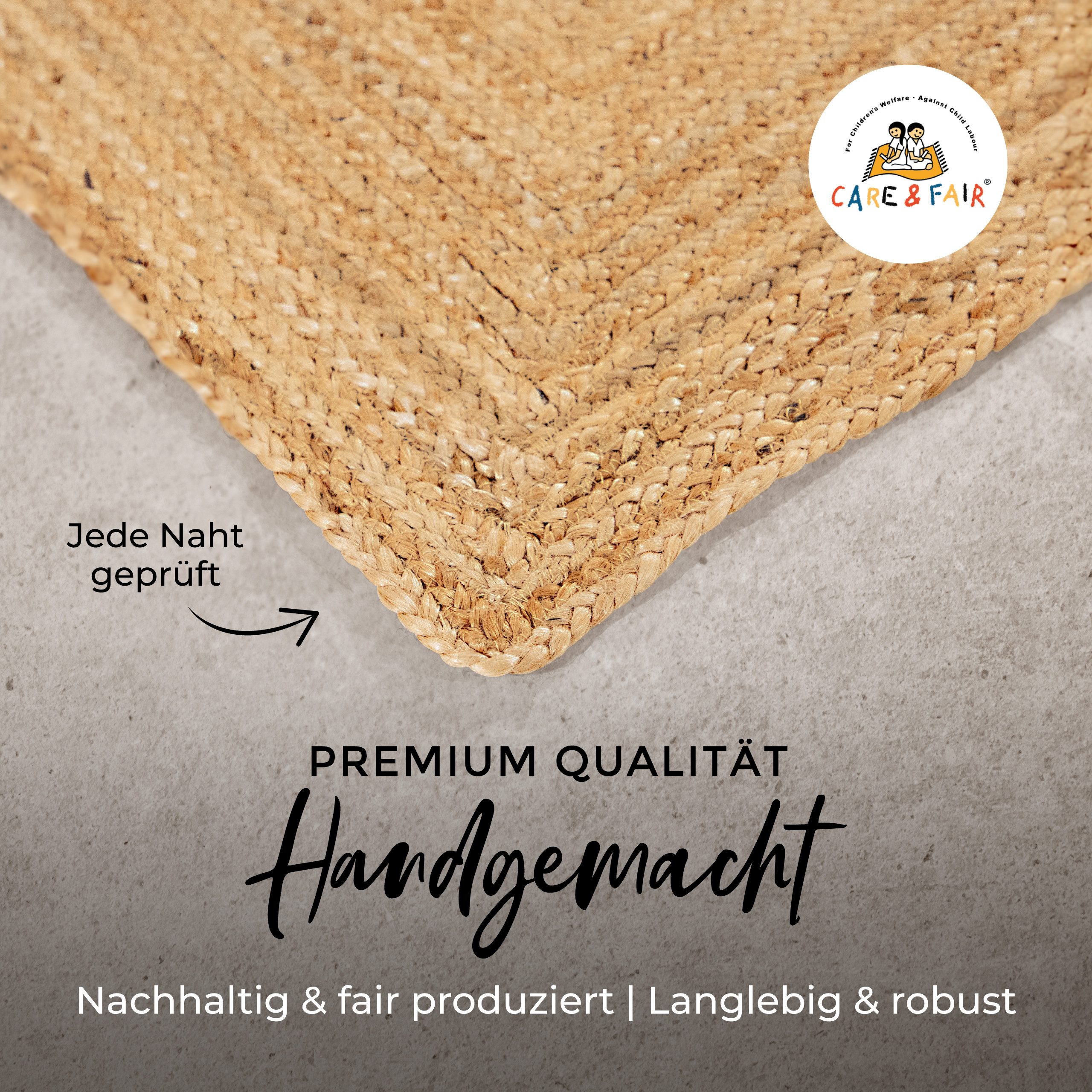 carpetfine Teppich Nele Juteteppich Naturfaser, rechteckig, Höhe: 6 mm, geflochtener Wendeteppich aus 100% Jute, quadratisch und als Läufer – Bild 5 von 5